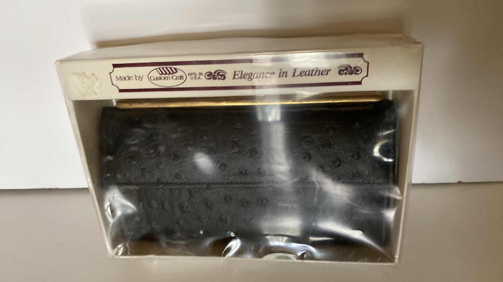 Photo 1 of CUSTOM CRAFT LEATHER CHECKBOOK WALLET IN BOX 7” x 4”