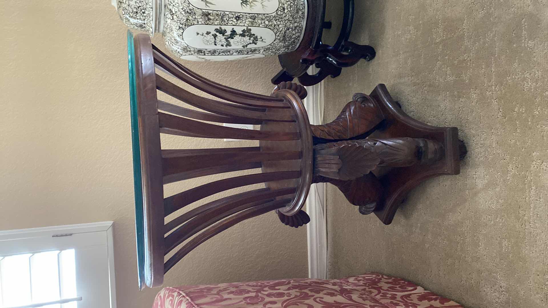 Photo 1 of WOOD END TABLE WITH GLASS TOP 20” x 28”