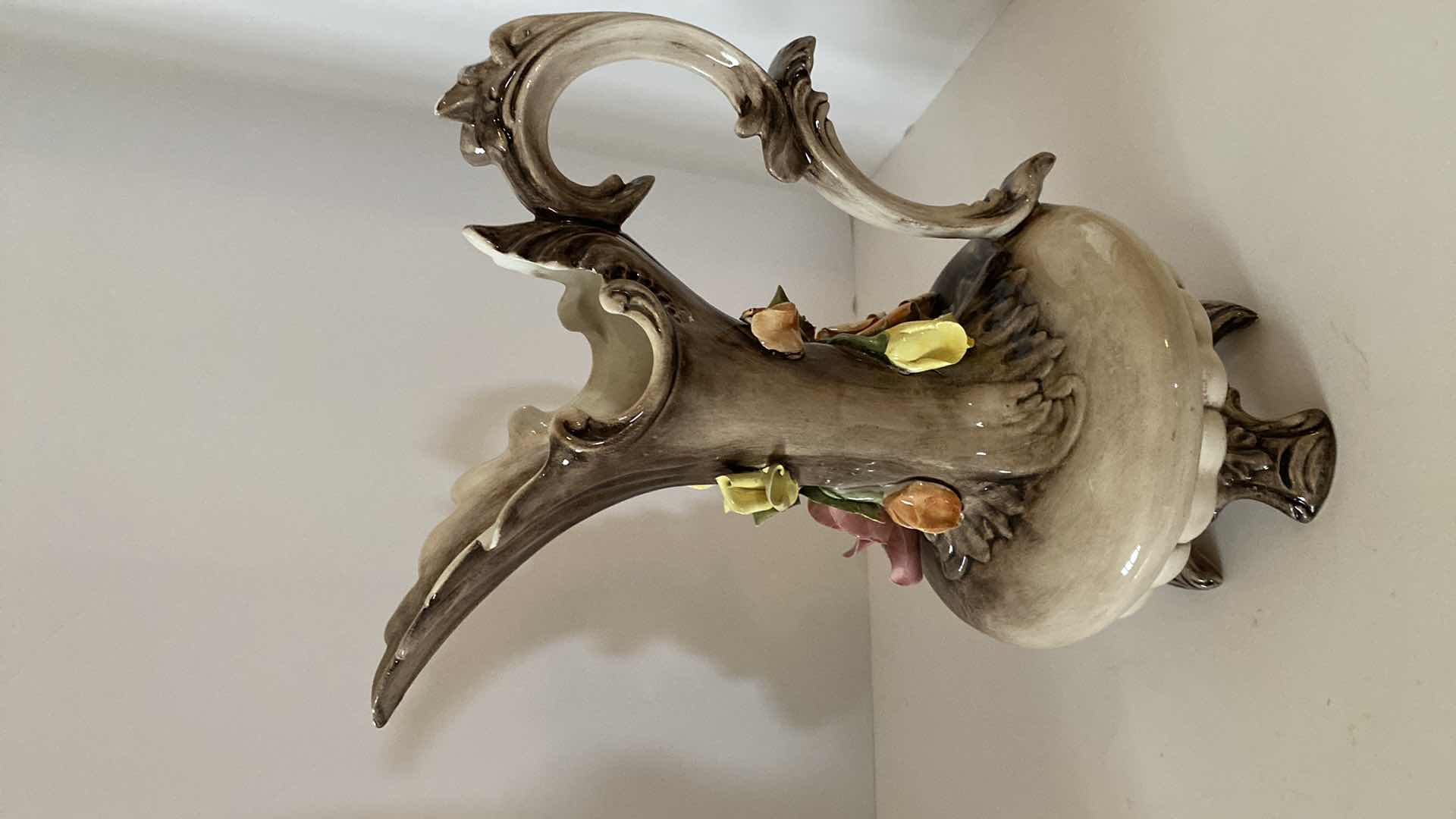 Photo 1 of VINTAGE CAPODIMONTE PORCELAIN PITCHER H 13 3/4”