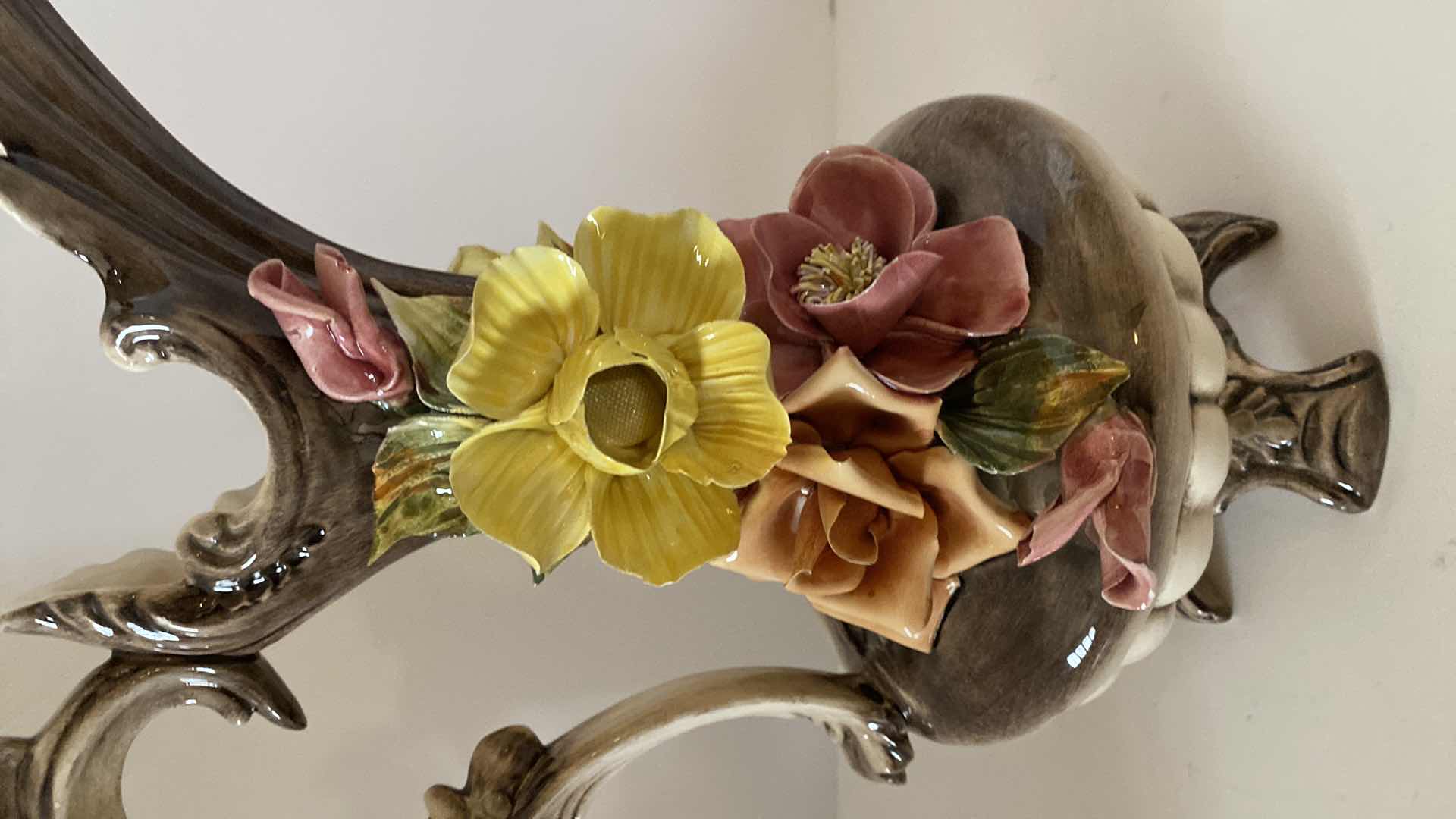 Photo 1 of VINTAGE CAPODIMONTE PORCELAIN PITCHER H 13 3/4”