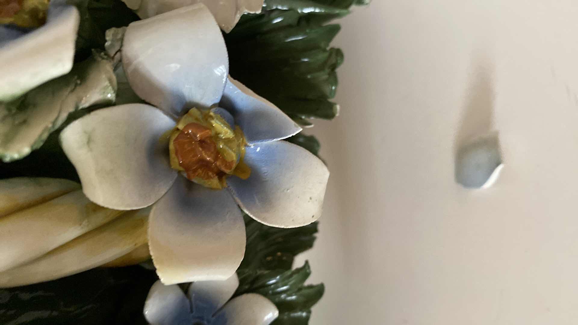 Photo 1 of VINTAGE CAPODIMONTE PORCELAIN LARGE FLRAL BASKET 14” x 12”