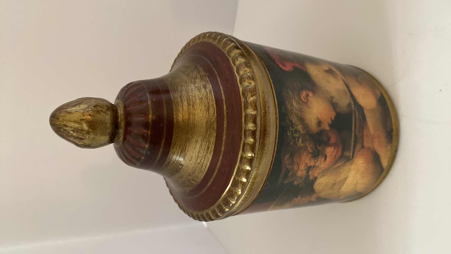 Photo 1 of PAIR OF CANISTERS H 9.5” AND CERAMIC ANGEL H 6”