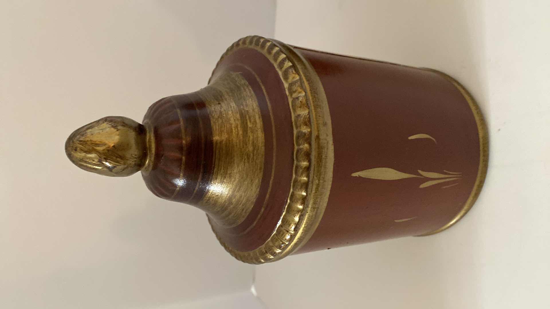 Photo 1 of PAIR OF CANISTERS H 9.5” AND CERAMIC ANGEL H 6”