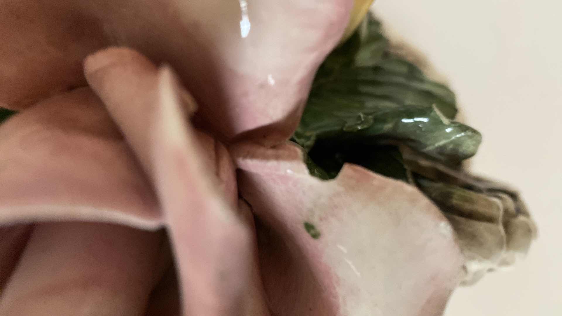 Photo 1 of VINTAGE CAPODIMONTE PORCELAIN FLORAL ARRANGEMENT 14” x 14”