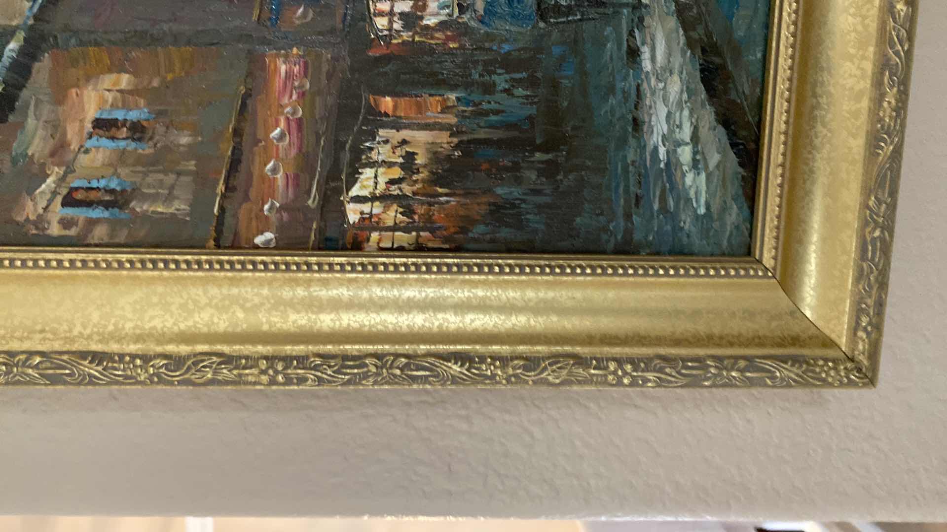 Photo 1 of GOLD FRAMED VINTAGE PARIS ARTWORK SIGNED 23 1/2“ x 19 1/2“