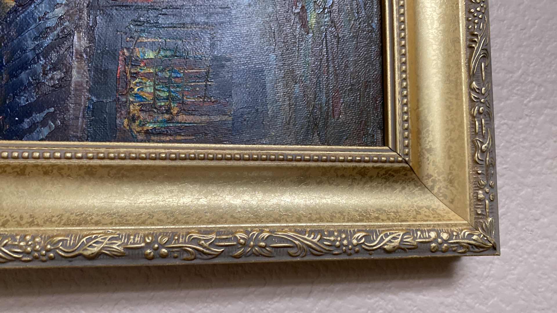 Photo 1 of GOLD FRAMED VINTAGE PARIS ARTWORK SIGNED 23 1/2“ x 19 1/2“