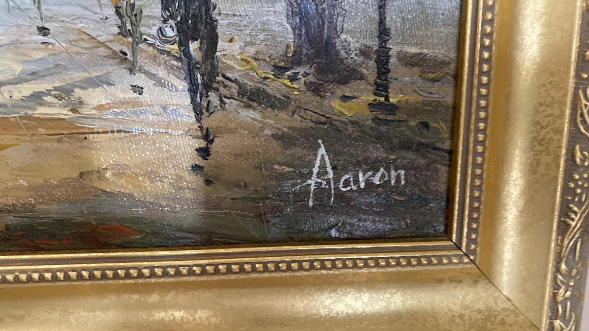 Photo 1 of GOLD FRAMED VINTAGE PARIS ARTWORK SIGNED 23 1/2“ x 19 1/2“