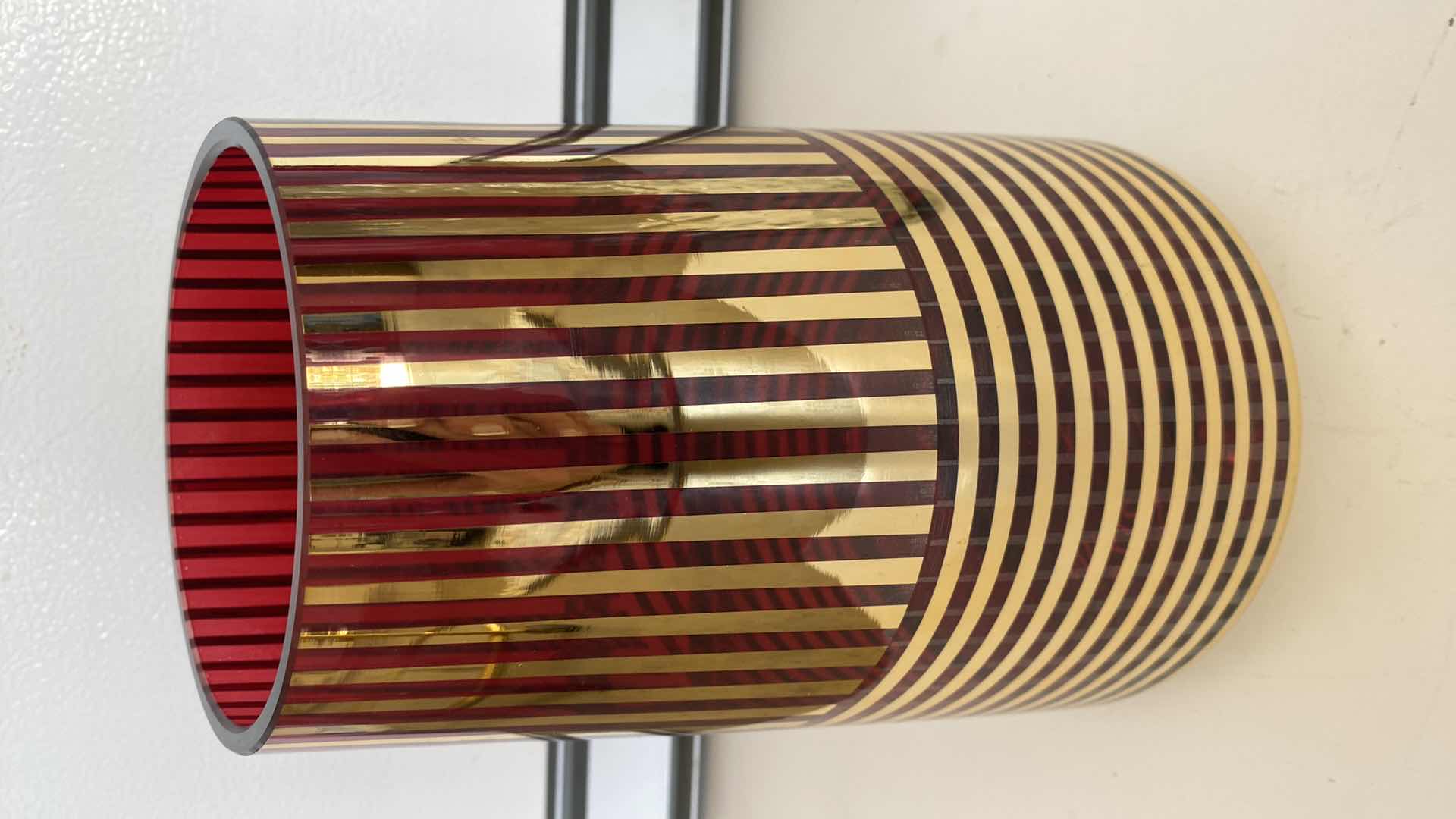Photo 1 of MIKASA HOME RED AND GOLD GLASS VASE H 10”
