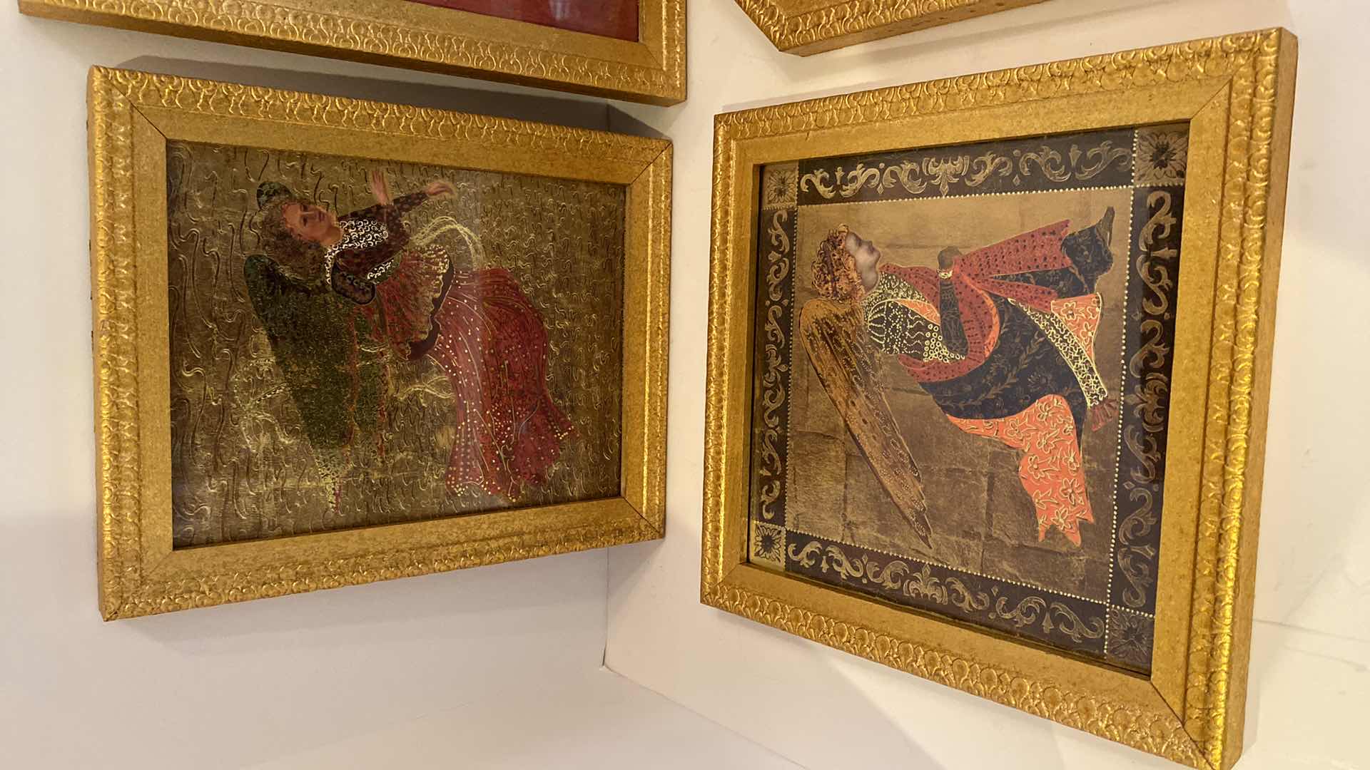 Photo 1 of ASSORTMENT OF 4 ANGEL GOLD FRAMED ARTWORK LARGEST 9 1/2” x 11 3/4”