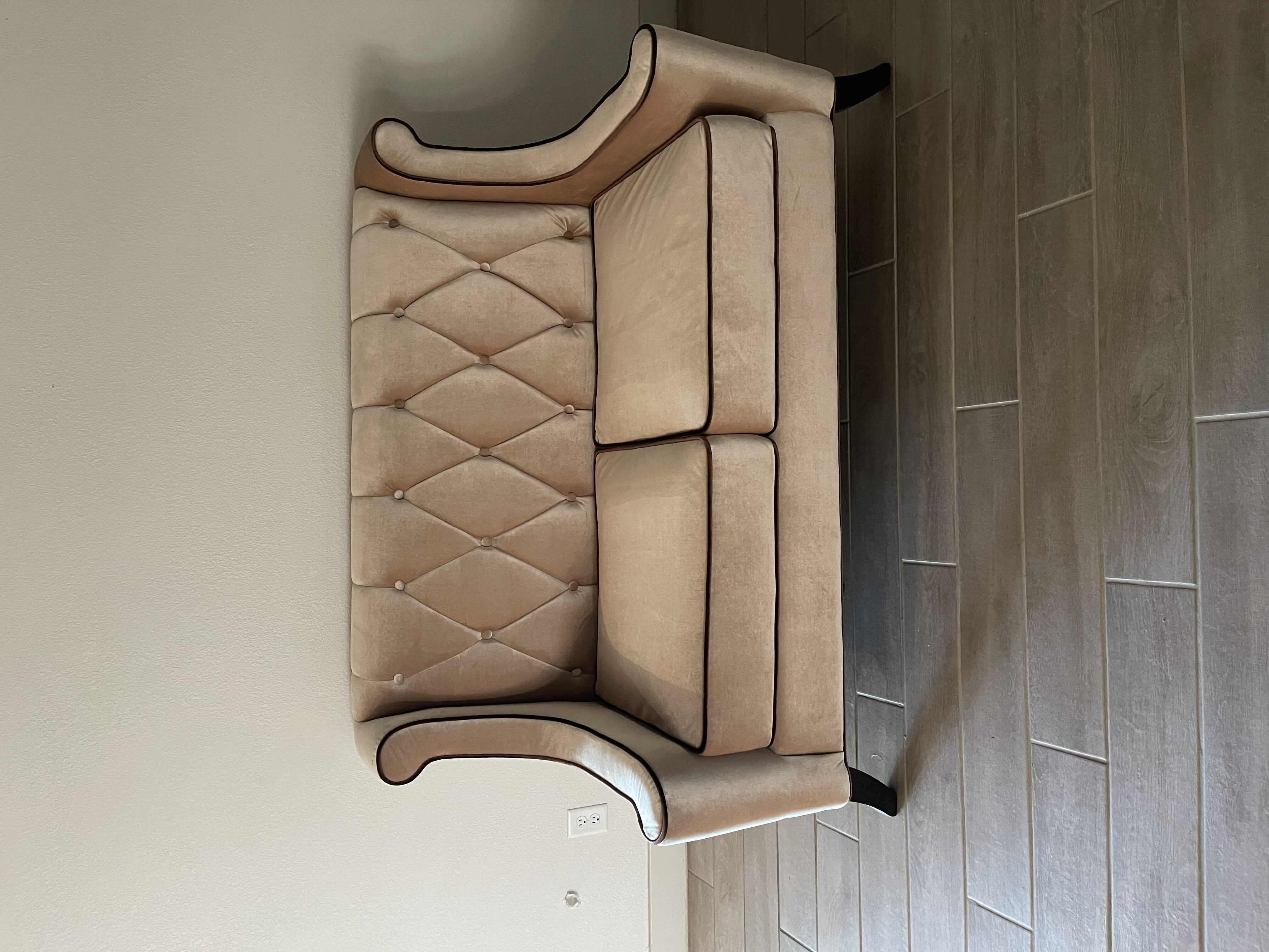 Photo 1 of 56” x 34” H 36” BARRISTER MID CENTURY MODERN CARMEL FABRIC LOVE SEAT