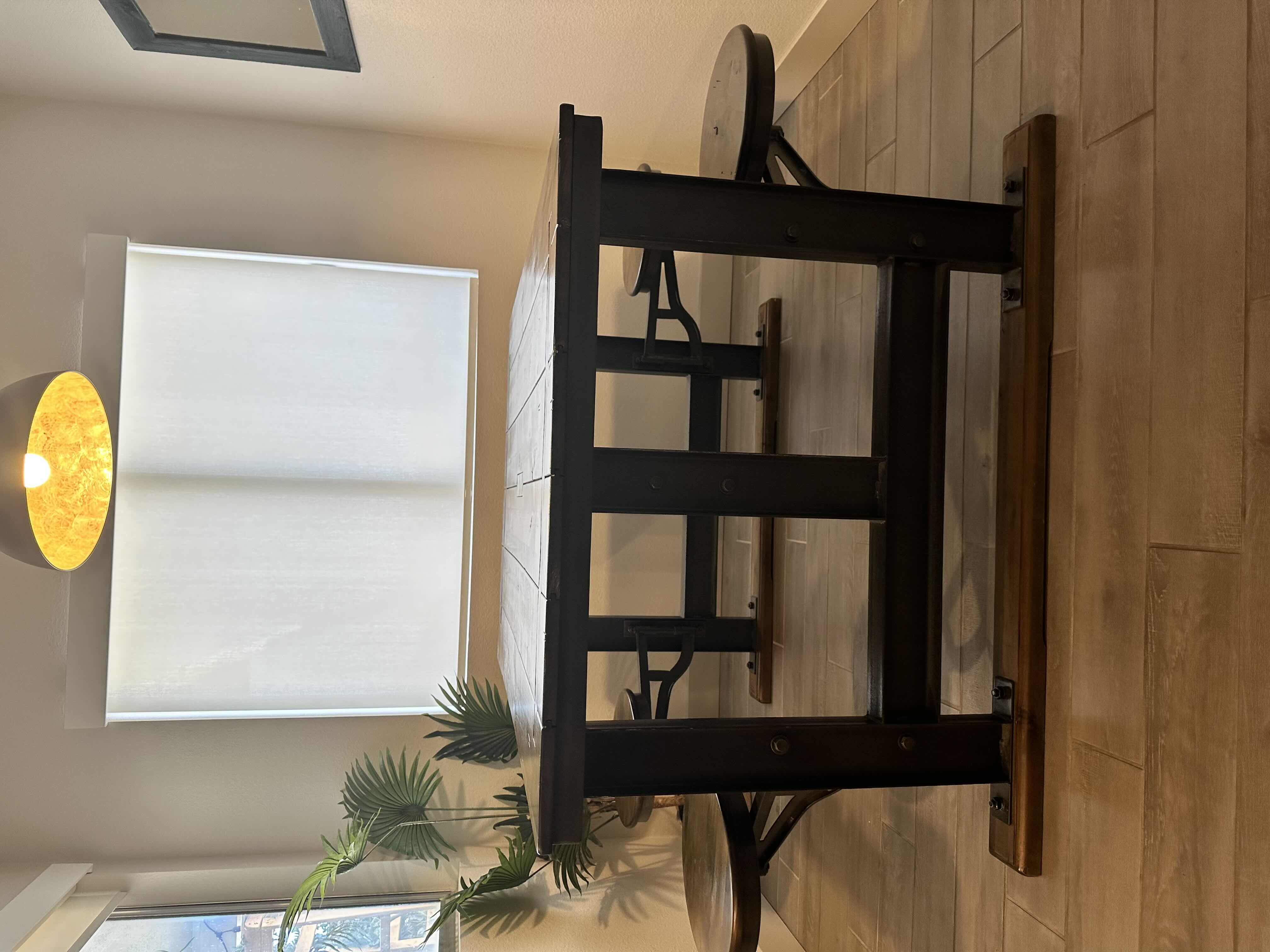 Photo 5 of COST PLUS WORLD MARKET SOLID WOOD GALVIN INDUSTRIAL TABLE 60” X 40” H 32” - BUYER TO DISASSEMBLE