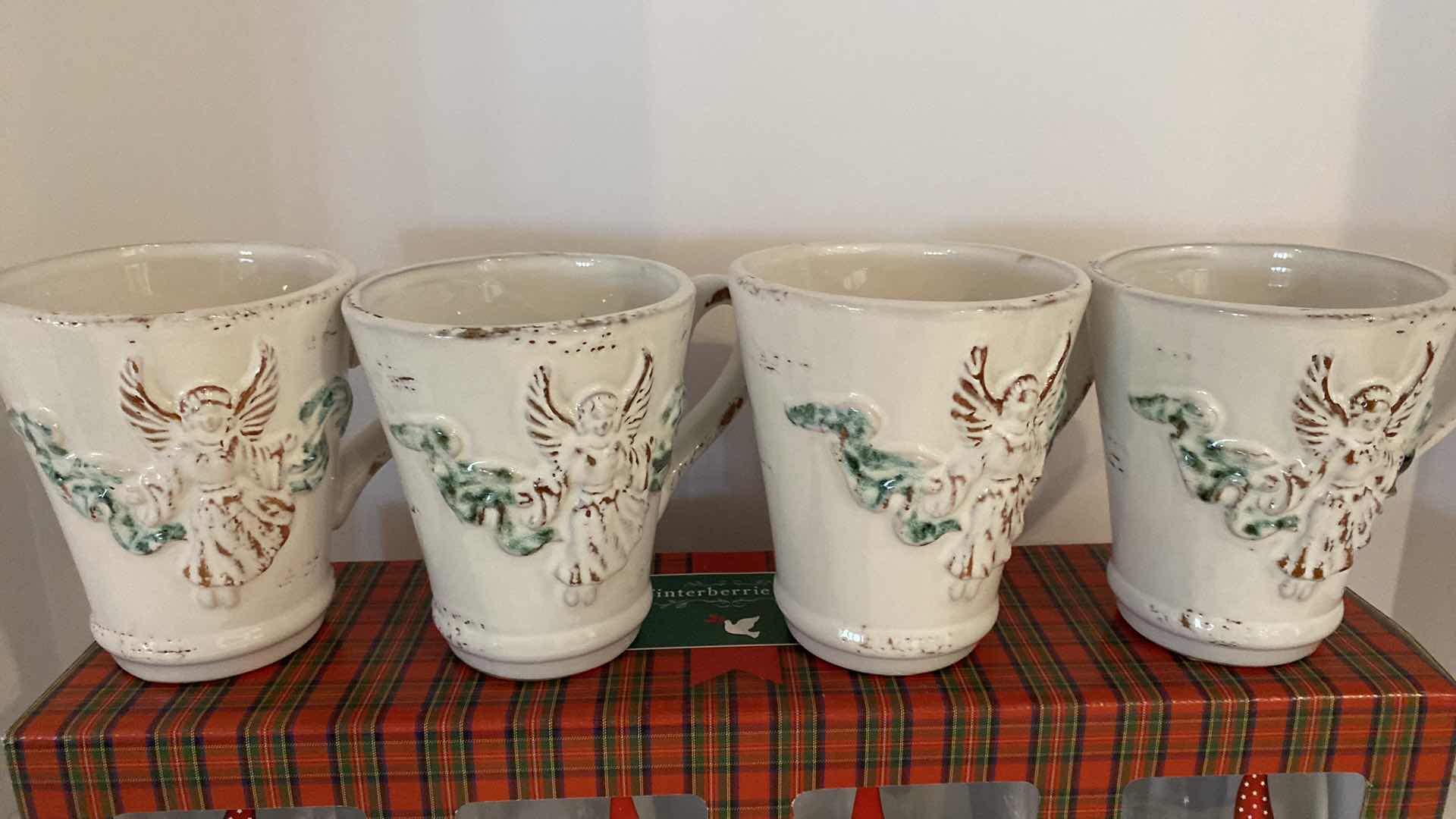 Photo 1 of 4 CERAMIC ANGEL CUPS AND ELF HOLIDAY GLASSWARE
