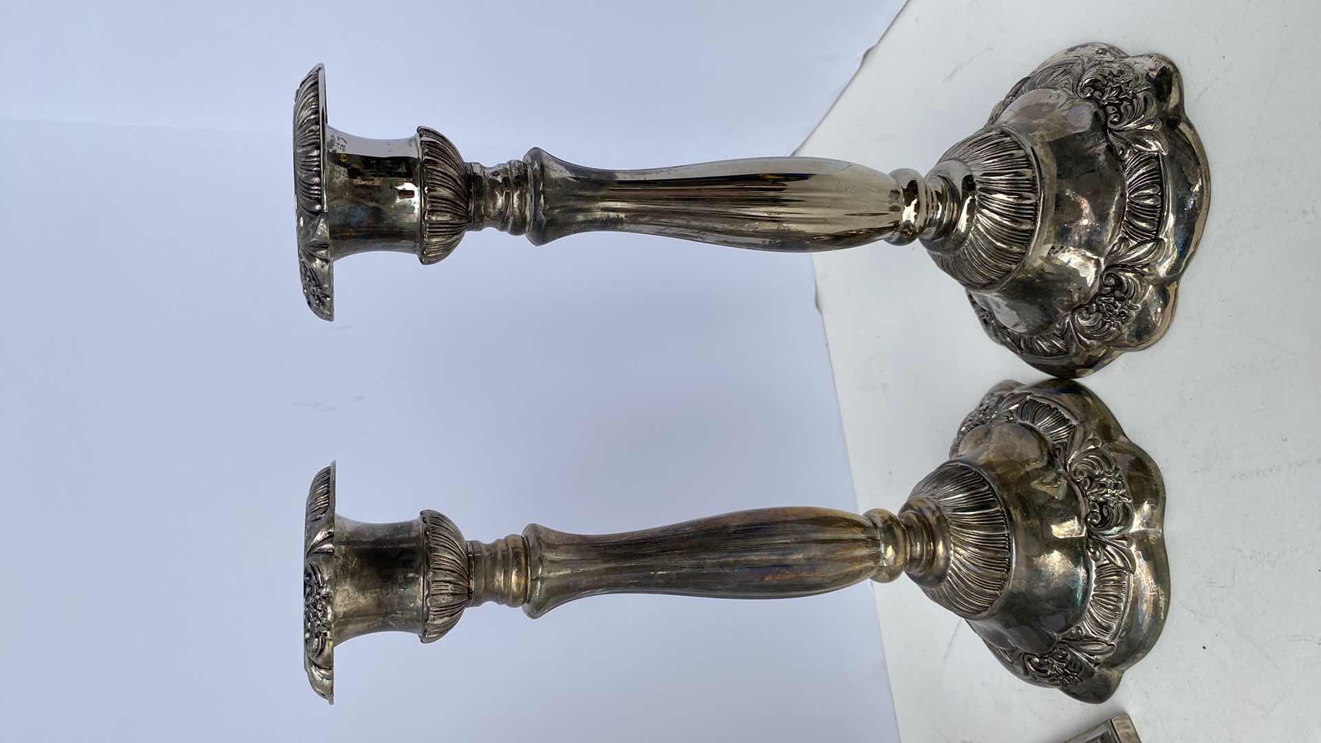 Photo 1 of GODINGER SILVER PLATED CANDLESTICKS TALLEST 11 1/2“