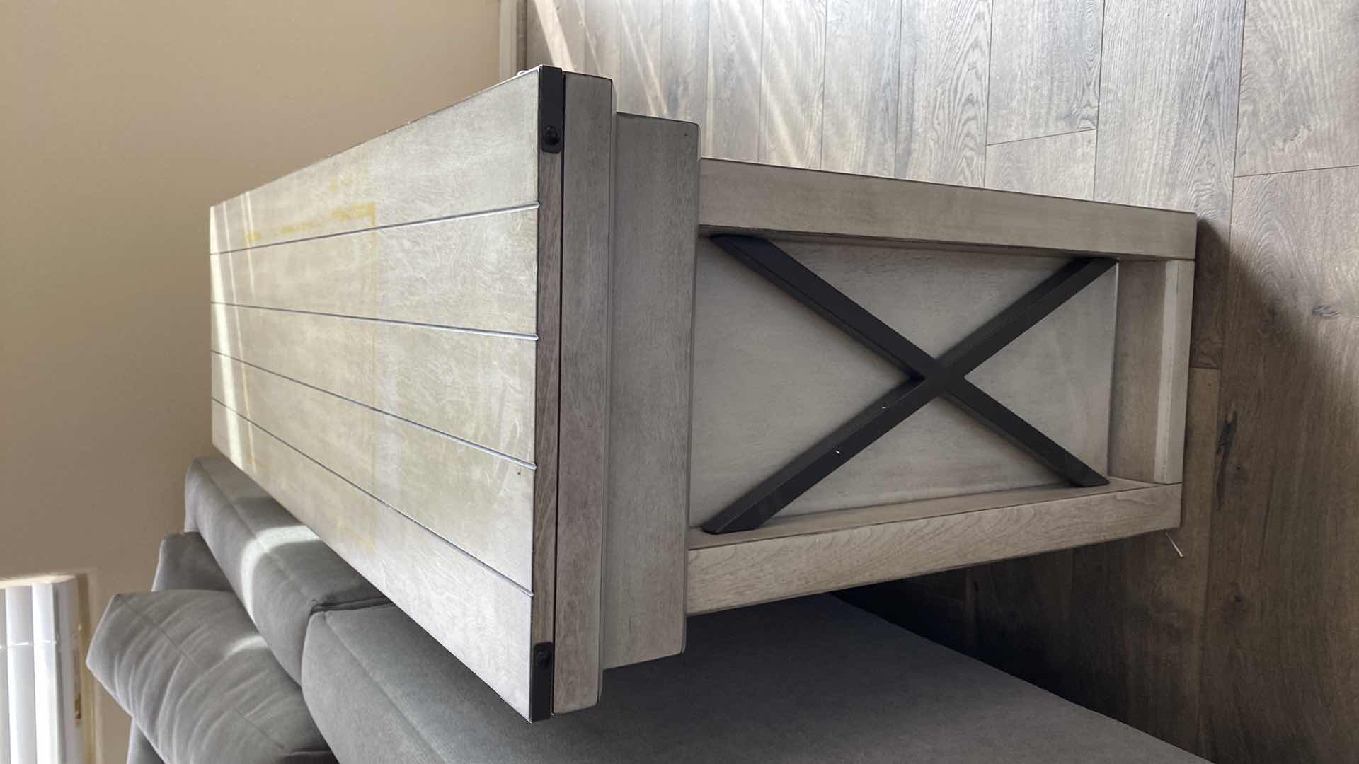 Photo 1 of GRAY WASH LAMINATE SIDEBOARD WITH 4 DOORS, DIVIDER ADJUSTABLE SHELF 50“ x 15 1/2“ H 30”