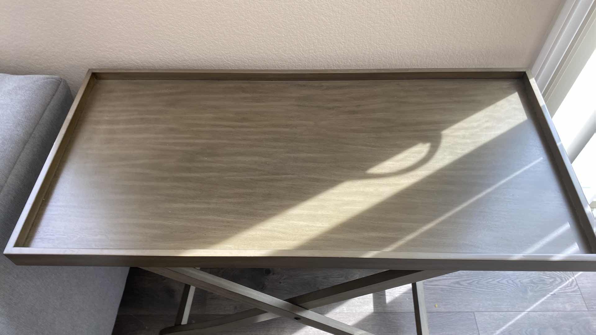 Photo 5 of GRAY FOLDING TRAY TABLE WITH 2 REMOVABLE TRAYS 39” x 18” H 30