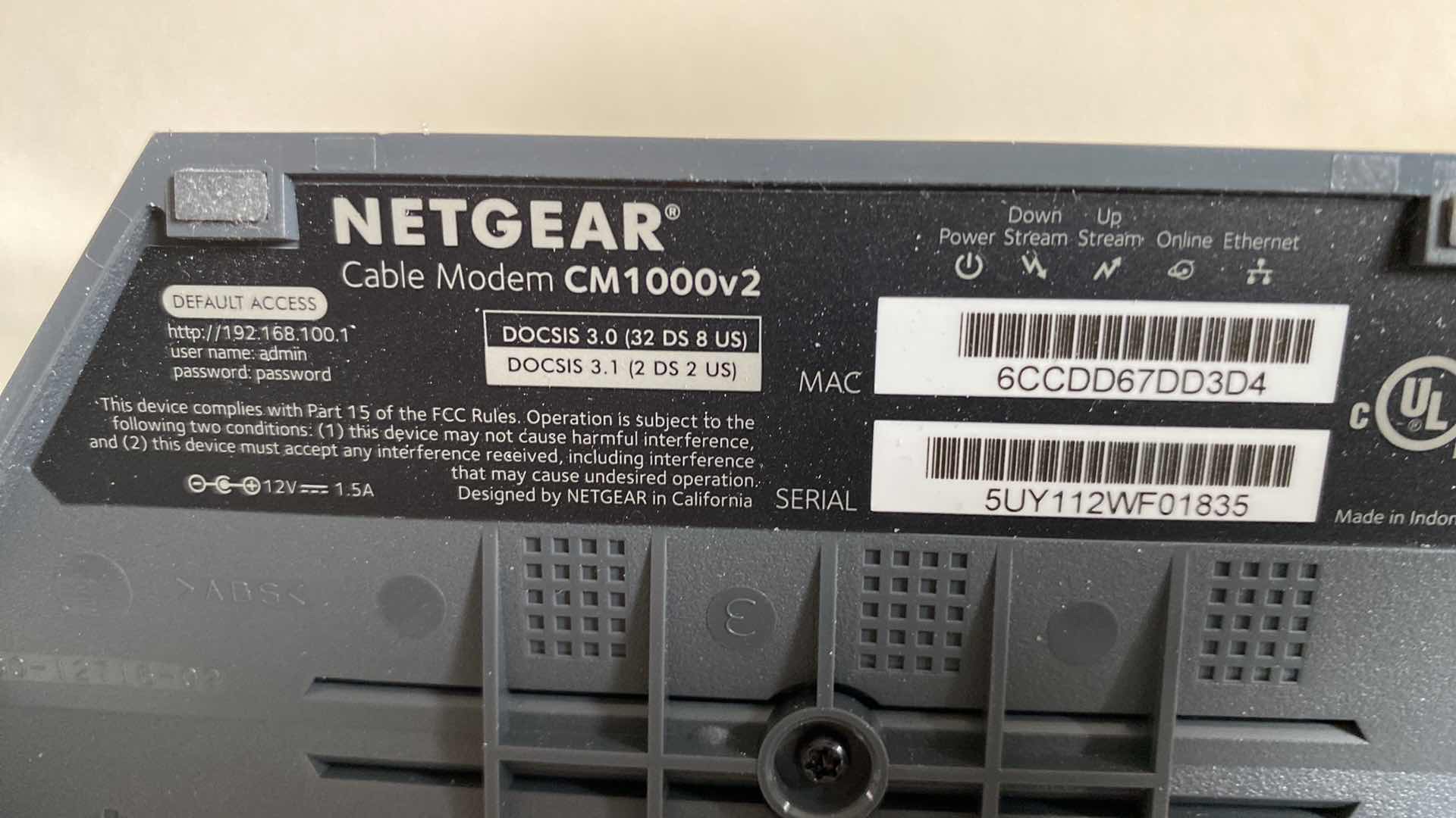 Photo 1 of NETGEAR CABLE MODEM AND WIRELESS CABLE GATEWAY