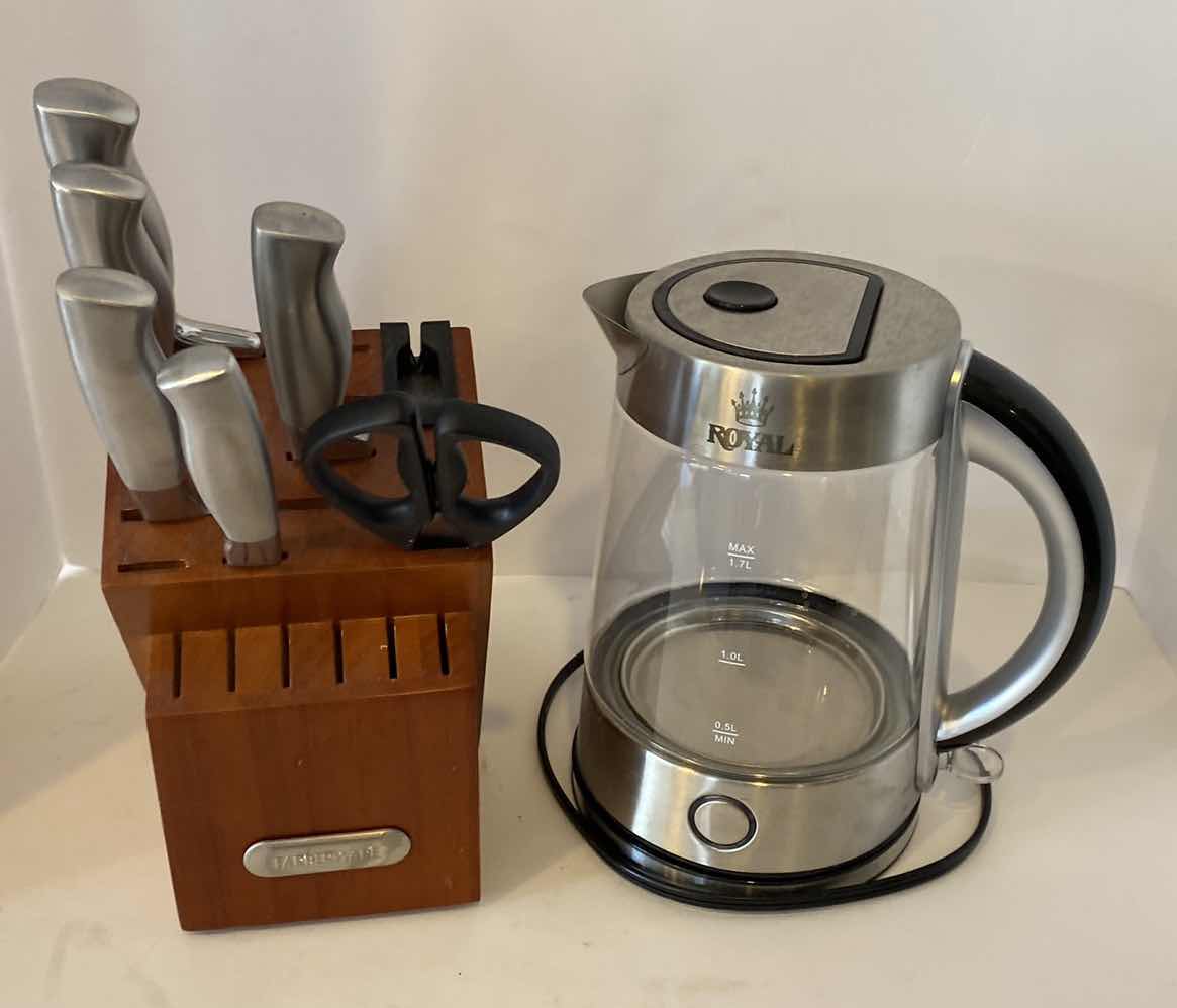 Photo 1 of KNIVES WITH BLOCK AND HOT WATER PERCOLATOR