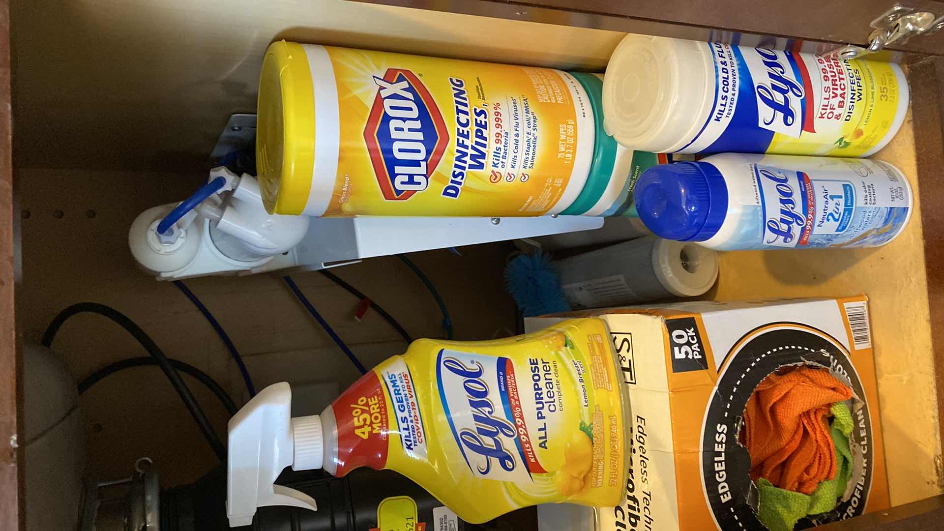 Photo 1 of CONTENTS UNDER KITCHEN SINK - FIRE EXTINGUISHER AND CLEANING SUPPLIES