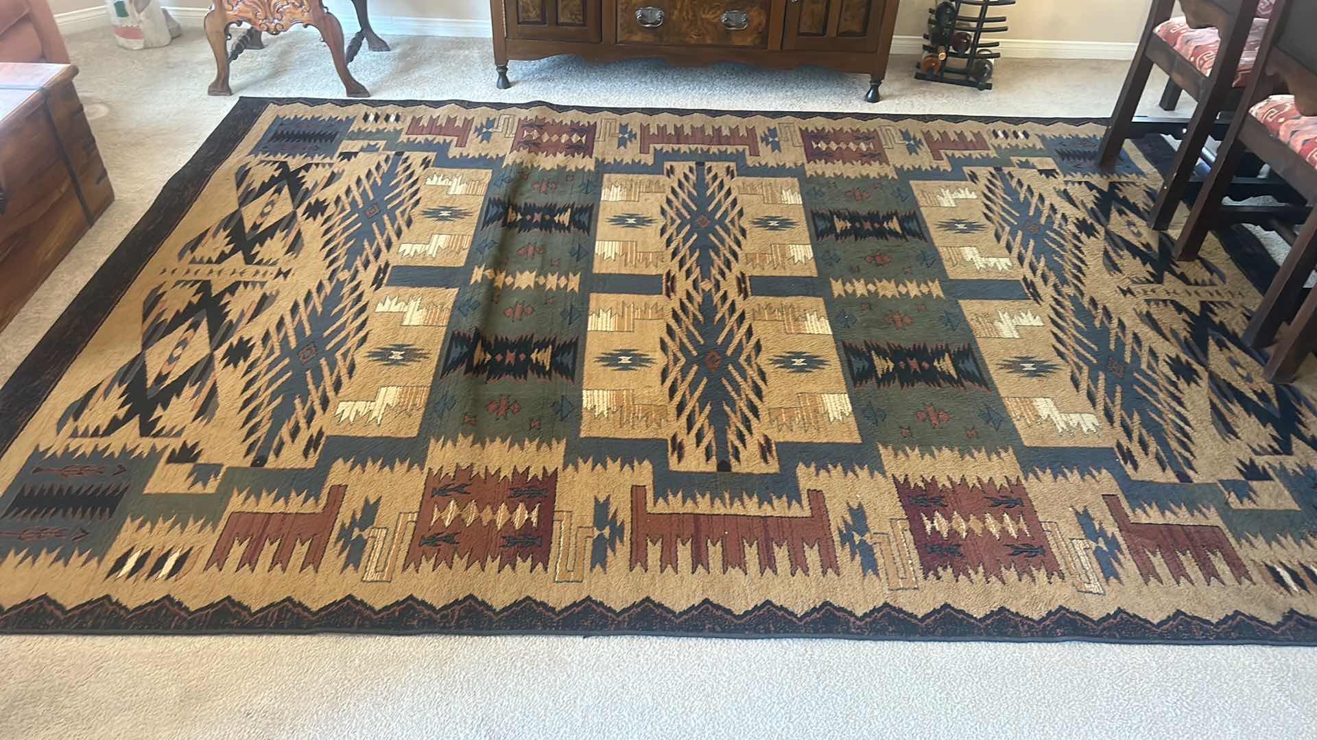 Photo 1 of LARGE AREA RUG SOUTHWEST DESIGN “NEW DAKOTA BLACK” 7’8” x 10’ 10”