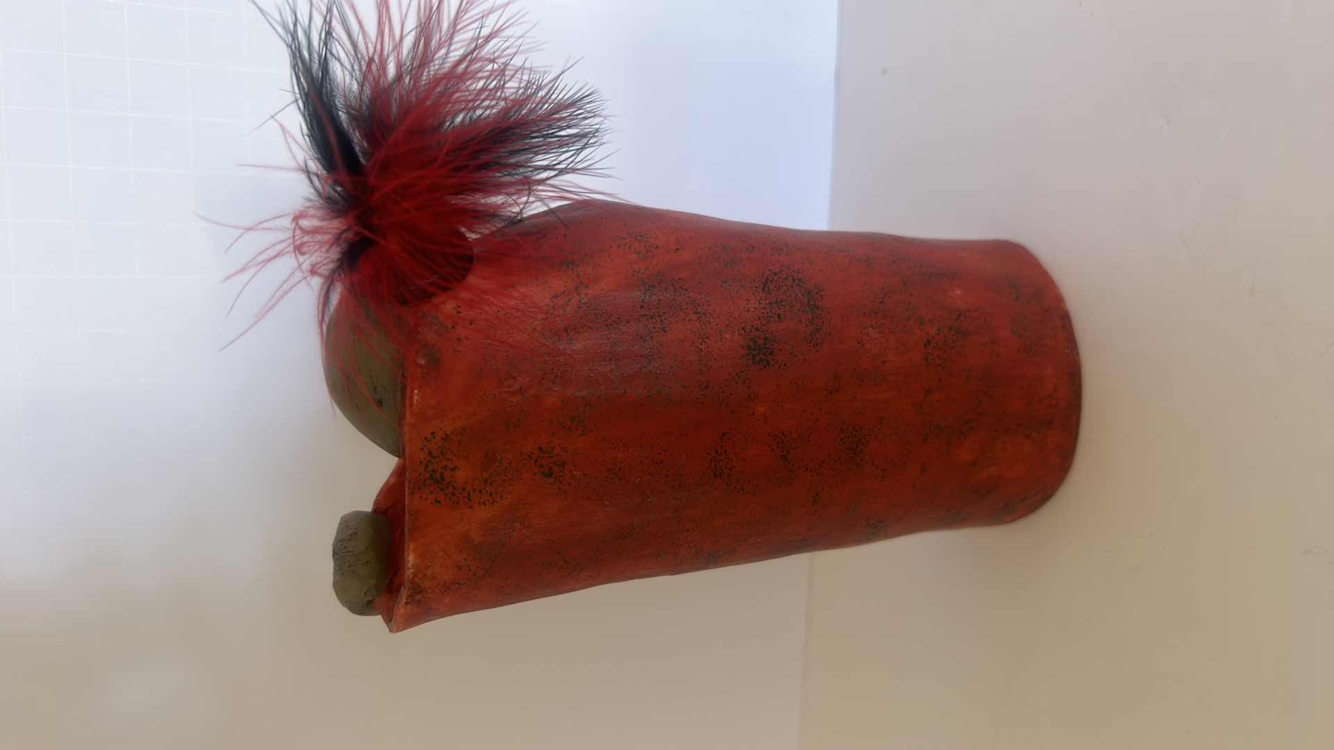 Photo 1 of INDIAN POTTERY FIGURE AND MINI PEWTER BUFFALO