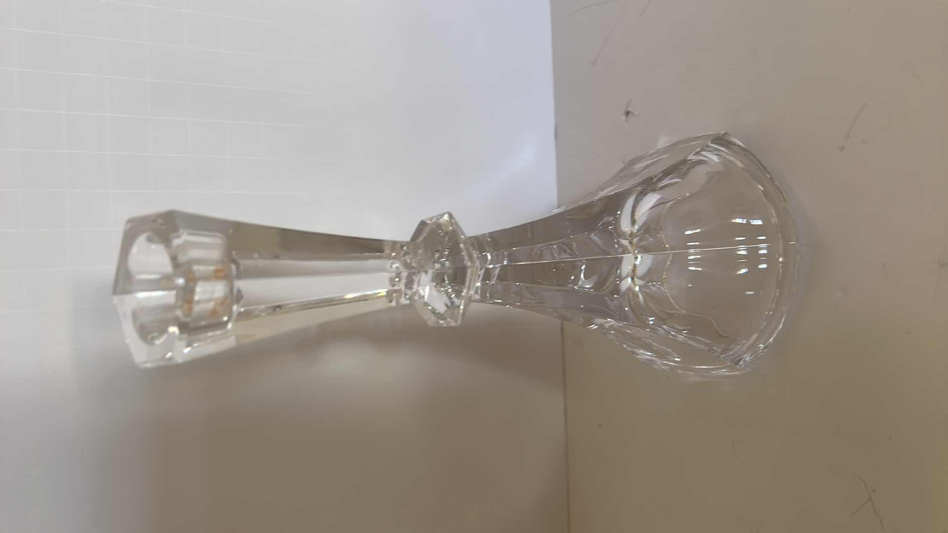 Photo 1 of 2 CRYSTAL CANDLESTICKS WITH TAPERS