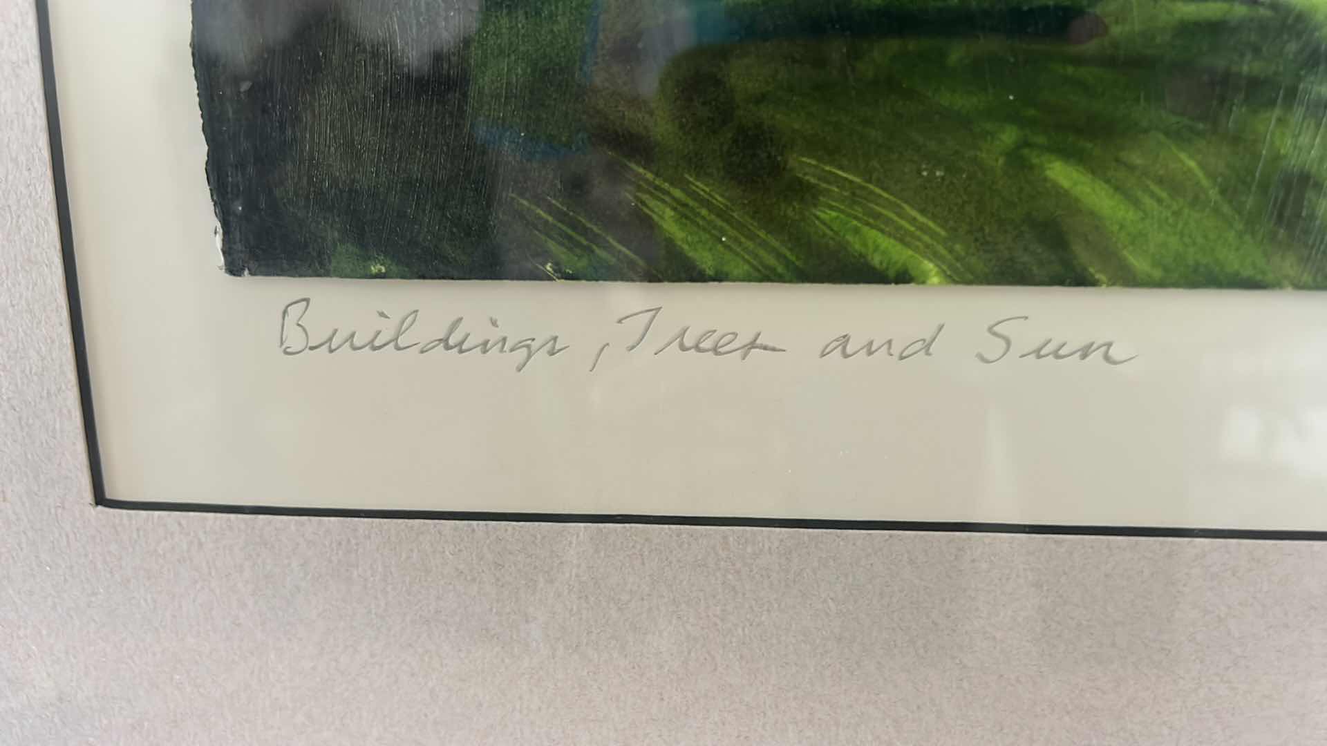 Photo 4 of “BUILDINGS, TREE AND SUN” HAND SIGNED DAVID P WILEY FRAMED ARTWORK 32” x 41”