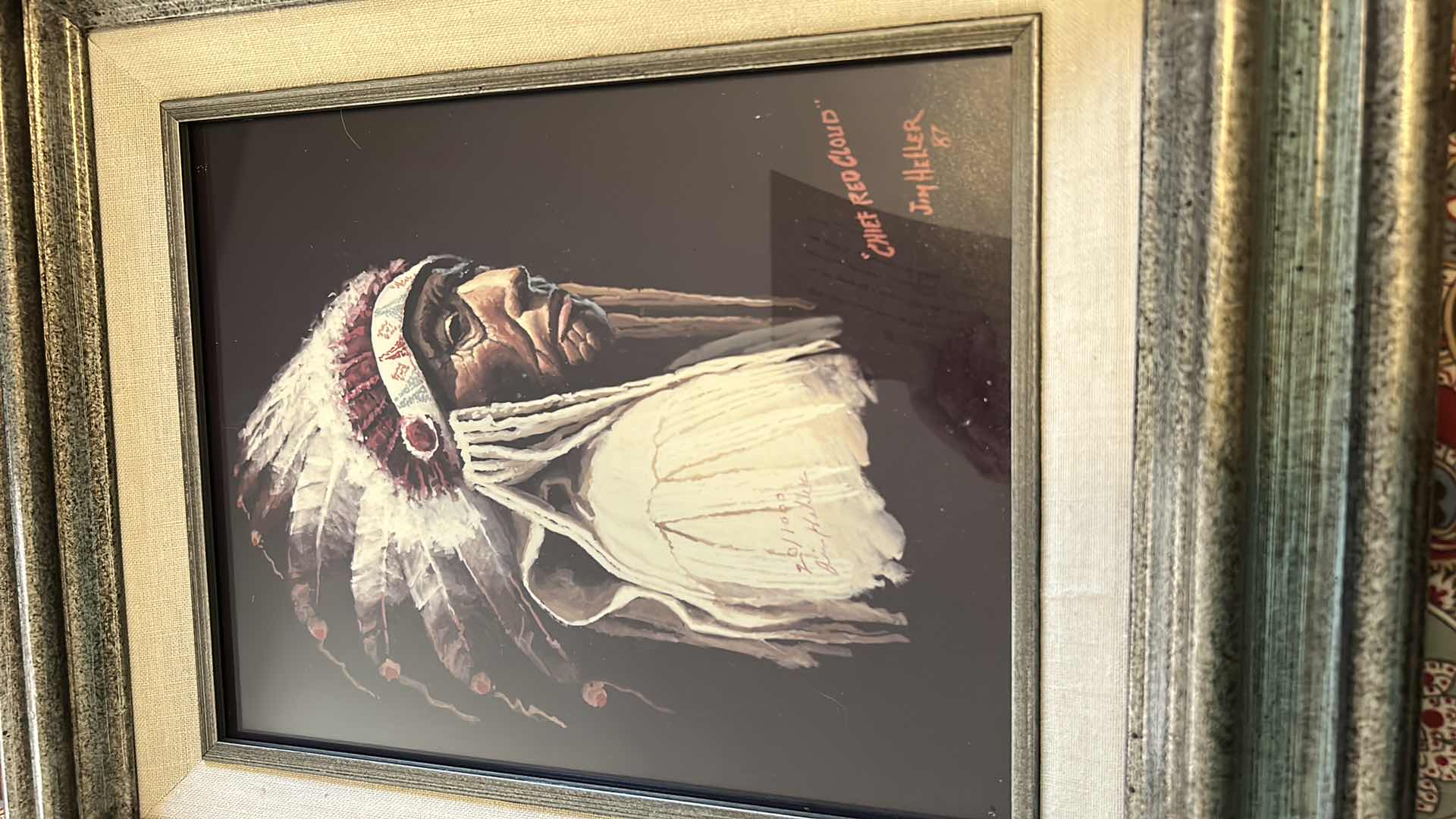 Photo 1 of CHIEF RED CLOUD WITH COA ARTWORK FRAMED 14 1/2 x 16 1/2