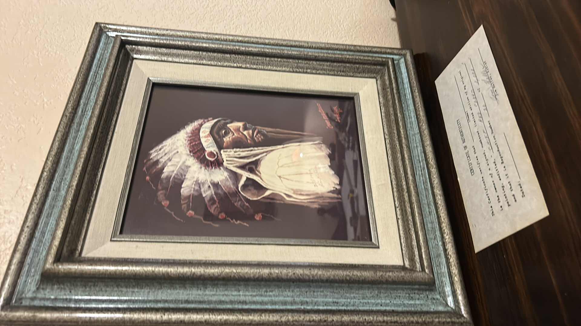 Photo 1 of CHIEF RED CLOUD WITH COA ARTWORK FRAMED 14 1/2 x 16 1/2