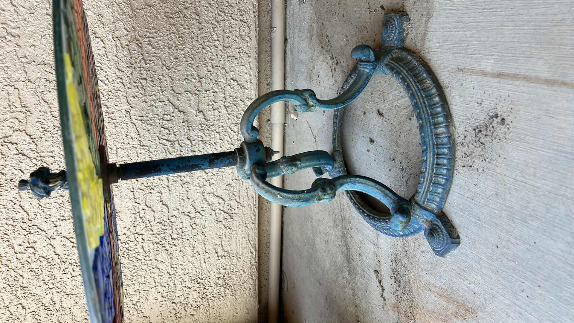 Photo 1 of HANDCRAFTED GLASS AND METAL TABLE 16” x 14 1/2”