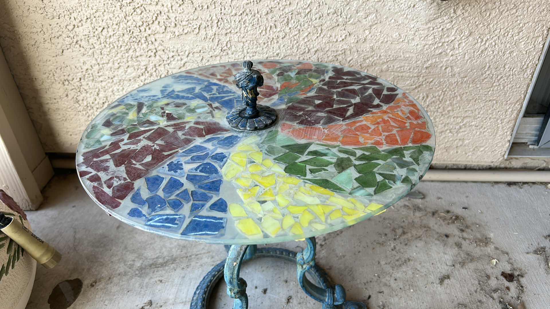 Photo 1 of HANDCRAFTED GLASS AND METAL TABLE 16” x 14 1/2”