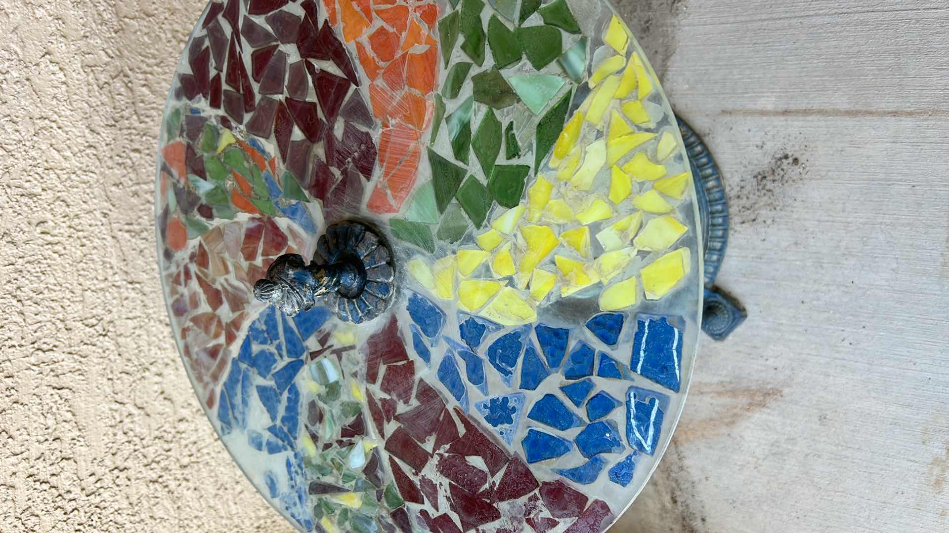 Photo 1 of HANDCRAFTED GLASS AND METAL TABLE 16” x 14 1/2”