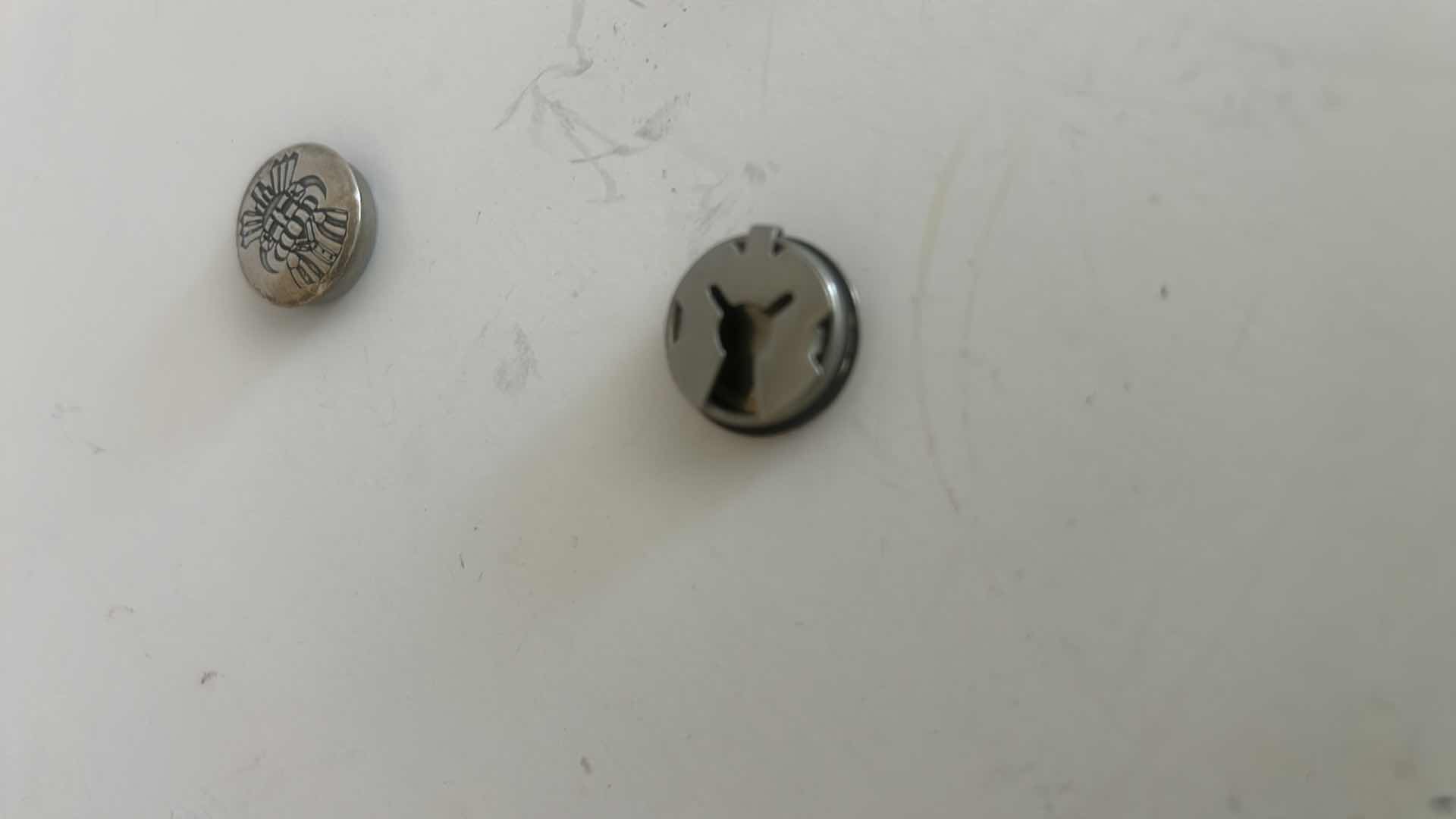 Photo 1 of 3 VINTAGE SOUTHWESTERN STERLING SILVER ROUND HANDMADE BUTTON COVERS