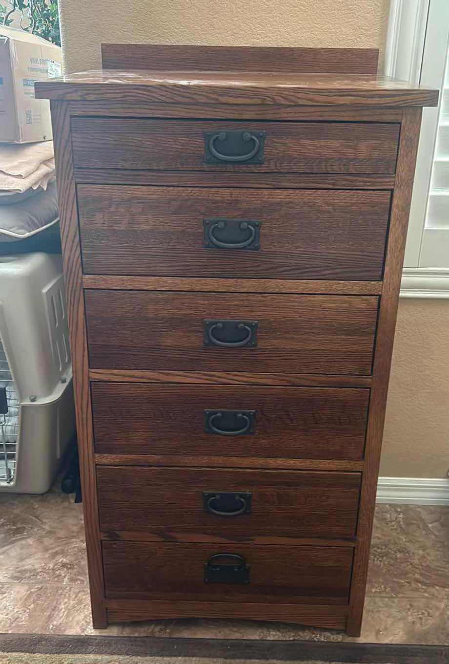 Photo 1 of  MICHAEL’S FURNITURE CRAFTSMAN CEDAR-LINED OAK SIX-DRAWER
2‘ x 18 1/2“ x H 43 3/4”