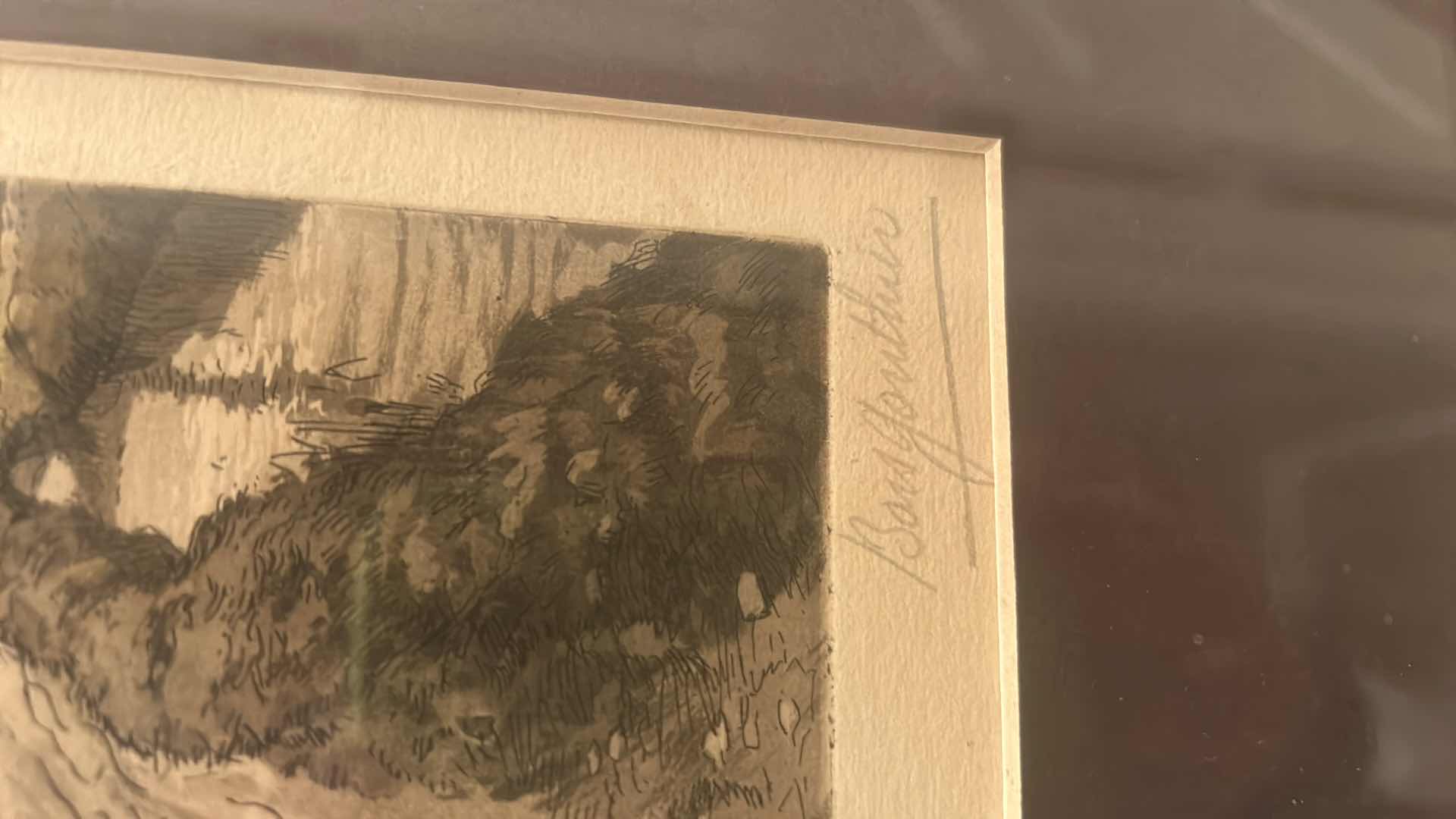 Photo 1 of 2 FRAMED SIGNED ORIGINAL LANDSCAPE AND VILLAGE ARTWORK 11 1/2” x H14 1/2”