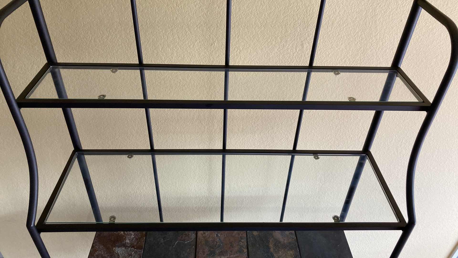 Photo 1 of ASHLEY’S ANTIGO COLLECTION SLATE TOP METAL FRAME BAKERS RACK 40.5” X 21.5” H77”