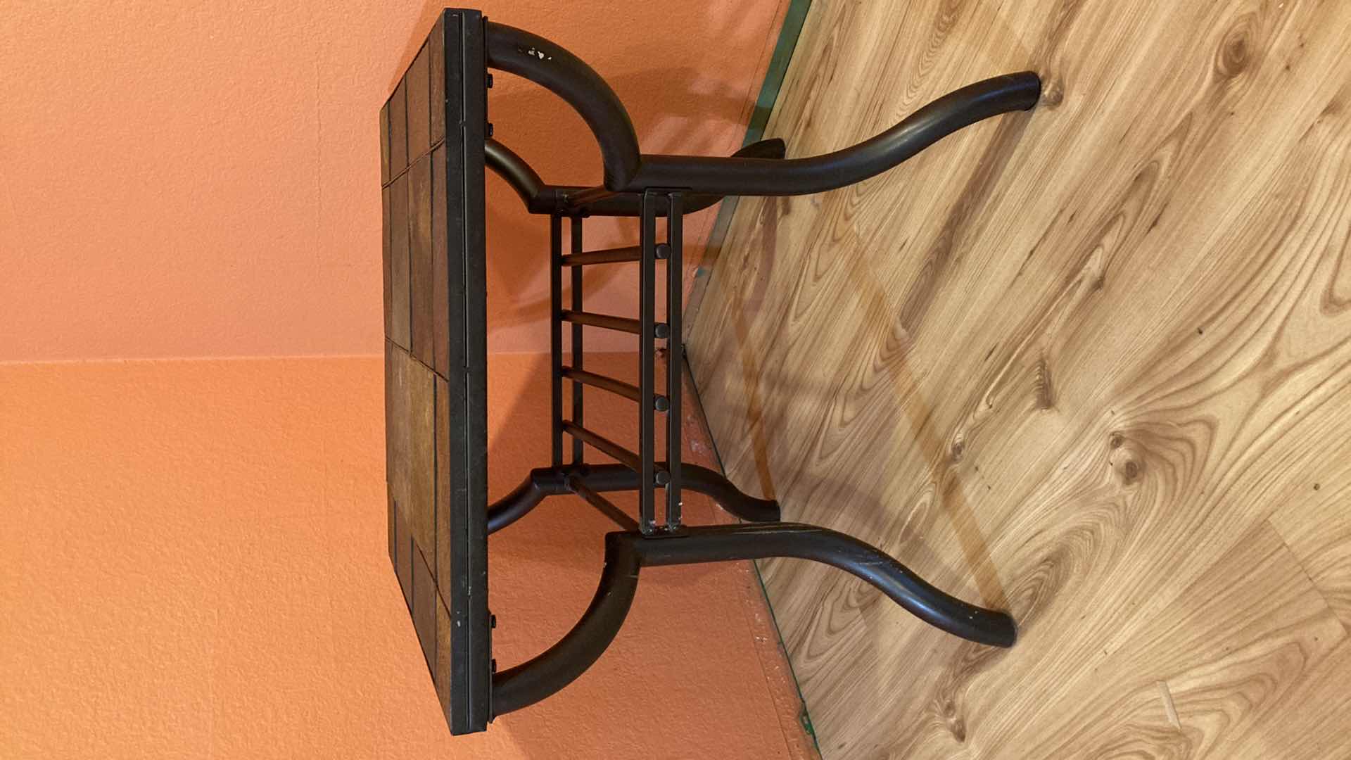 Photo 3 of ASHLEY’S ANTIGO COLLECTION SLATE TOP METAL FRAME SIDE TABLE 24.25” X 24.25” H23.25”