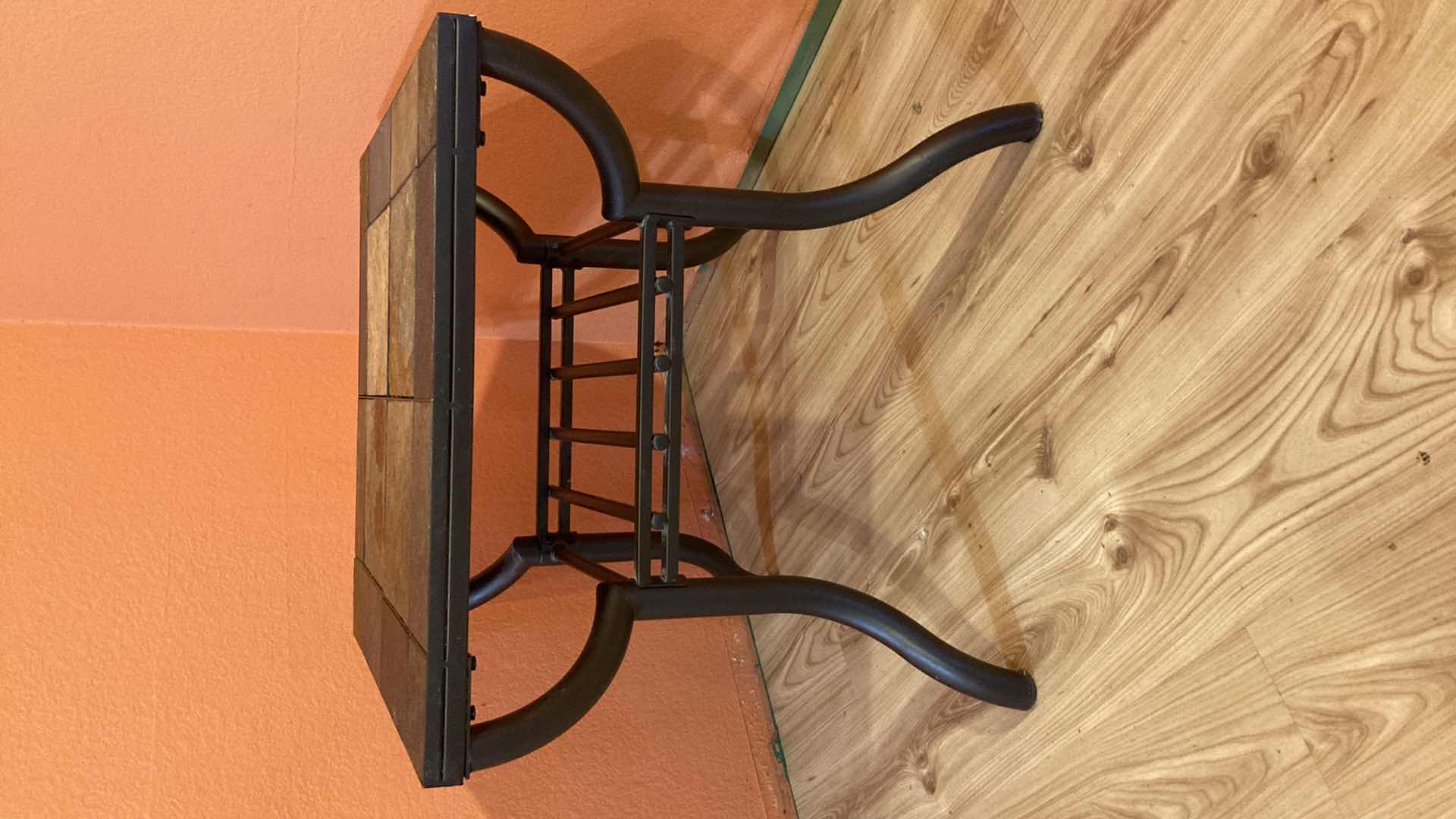 Photo 1 of ASHLEY’S ANTIGO COLLECTION SLATE TOP METAL FRAME SIDE TABLE 24.25” X 24.25” H23.25”