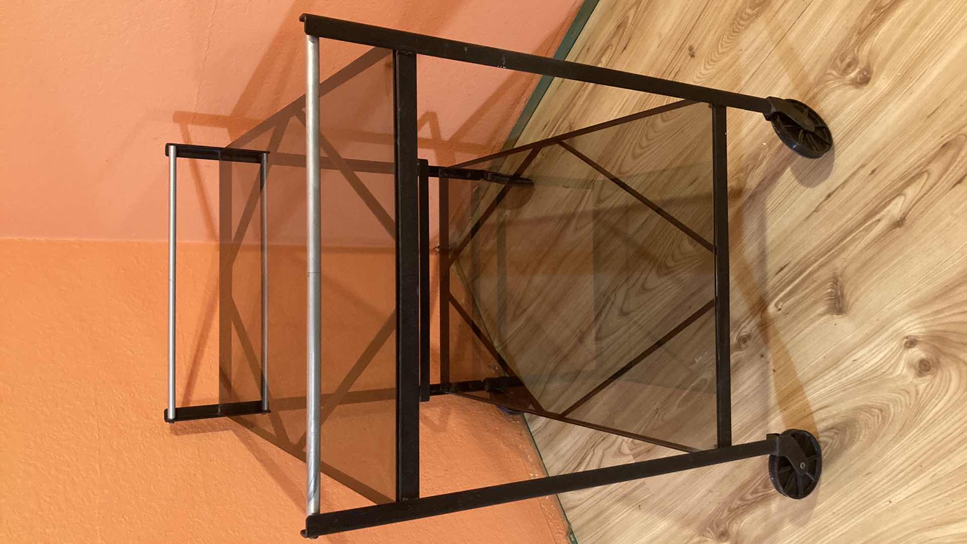 Photo 1 of ROLLING 2 TIER CART W GLASS SHELVES 28” X 18” H28.25”