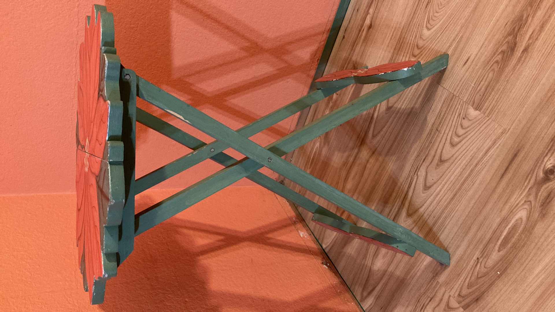 Photo 1 of HAND PAINTED POINSETTIA FOLDING TV TRAY 19” X 18.75” H26.5”