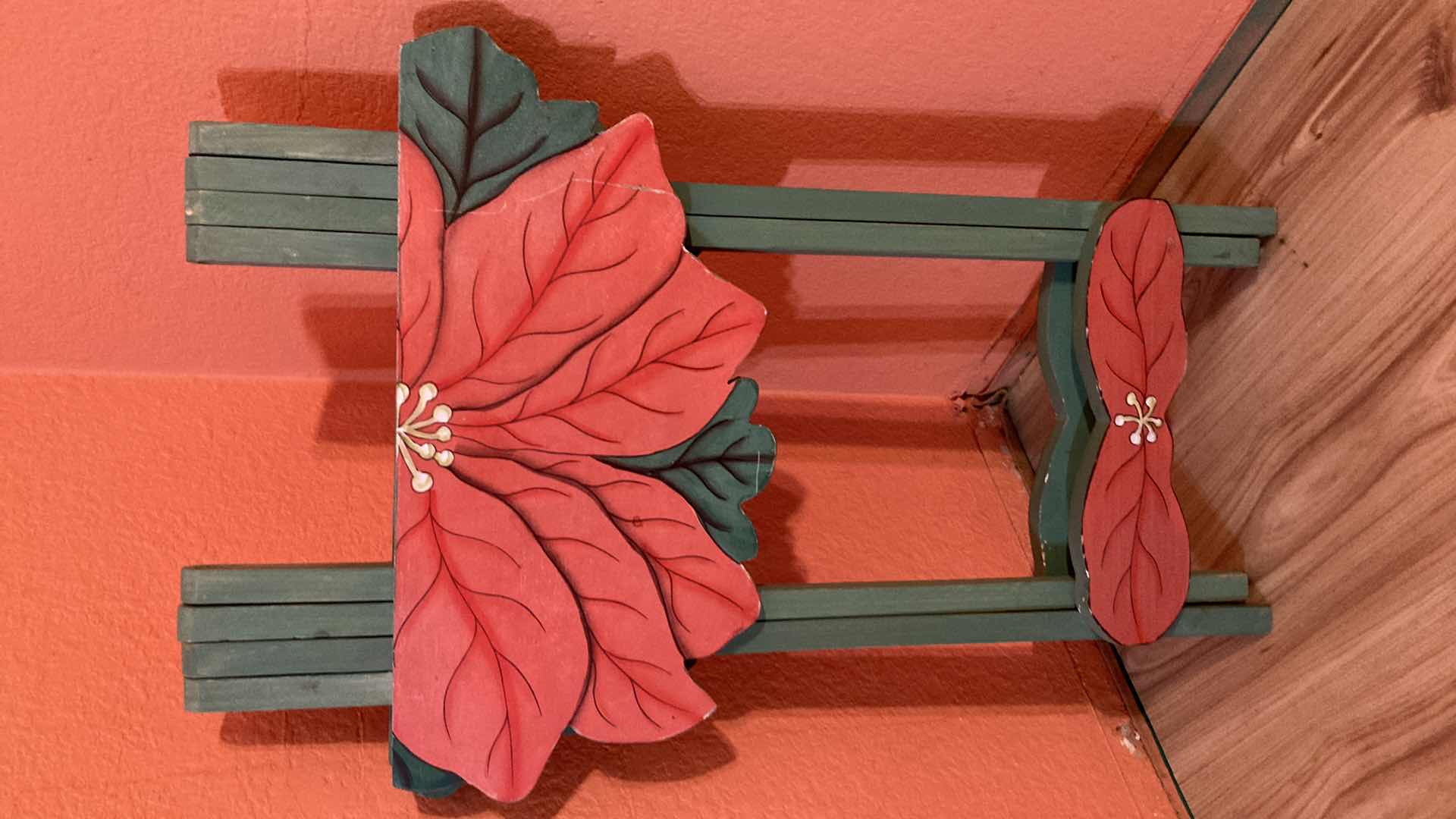 Photo 1 of HAND PAINTED POINSETTIA FOLDING TV TRAY 19” X 18.75” H26.5”