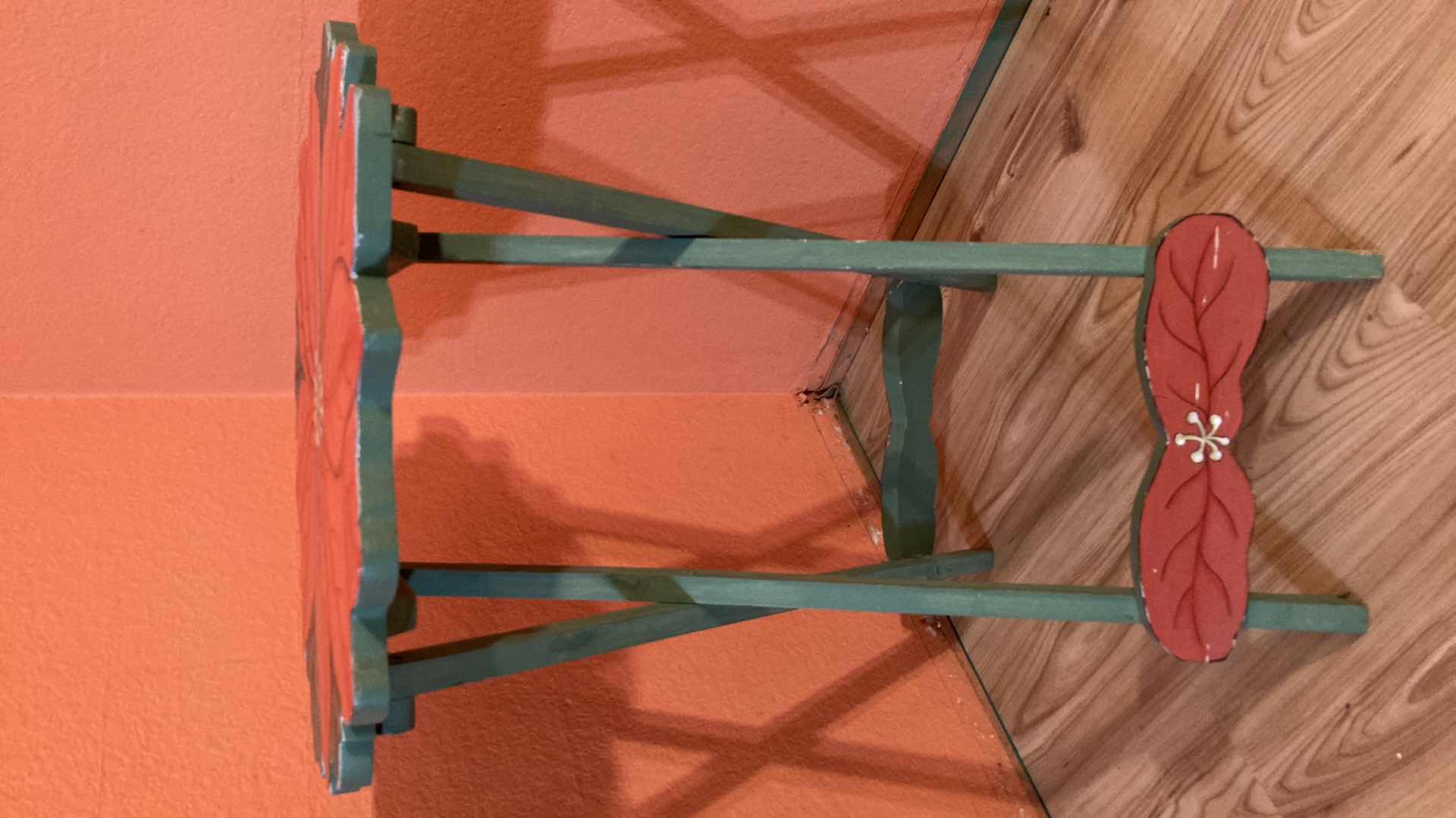 Photo 1 of HAND PAINTED POINSETTIA FOLDING TV TRAY 19” X 18.75” H26.5”