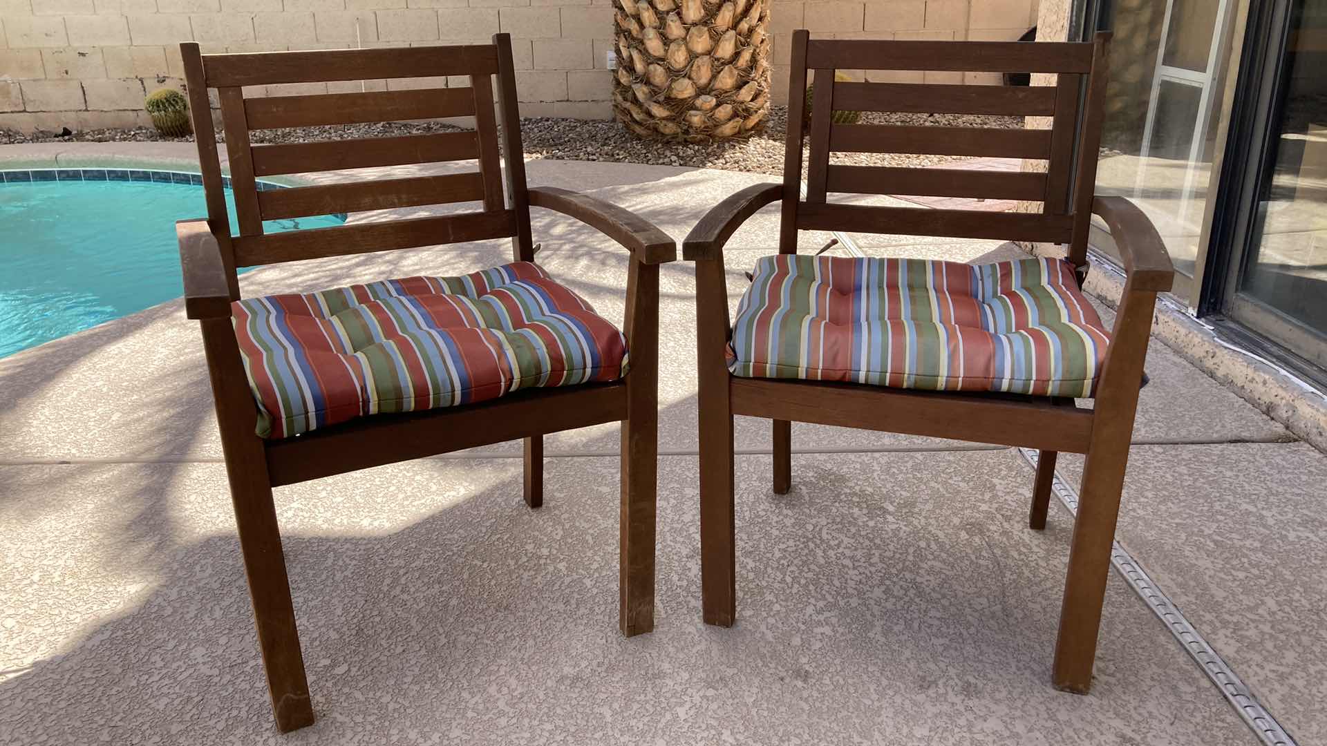 Photo 1 of IMPROVEMENTS WOOD PATIO TABLE & CHAIRS (2) 34.75” X 60” H29.5”