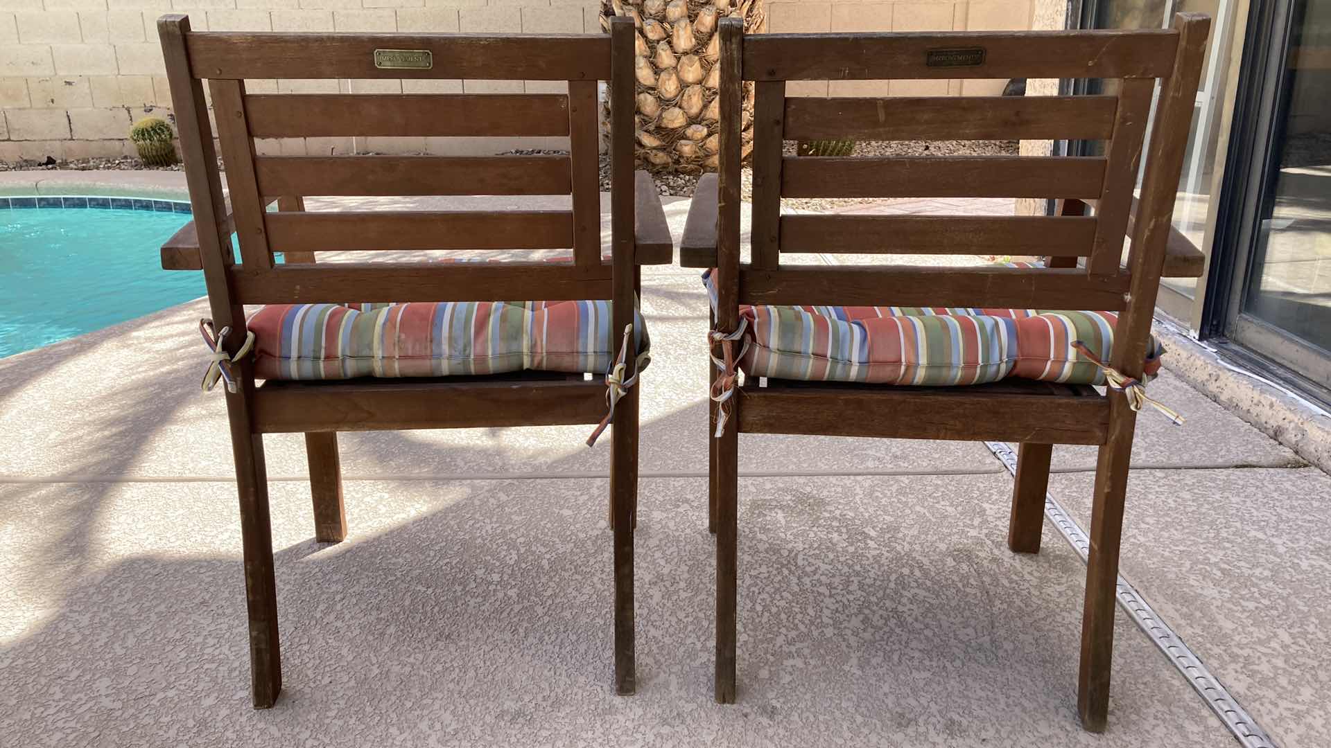 Photo 1 of IMPROVEMENTS WOOD PATIO TABLE & CHAIRS (2) 34.75” X 60” H29.5”