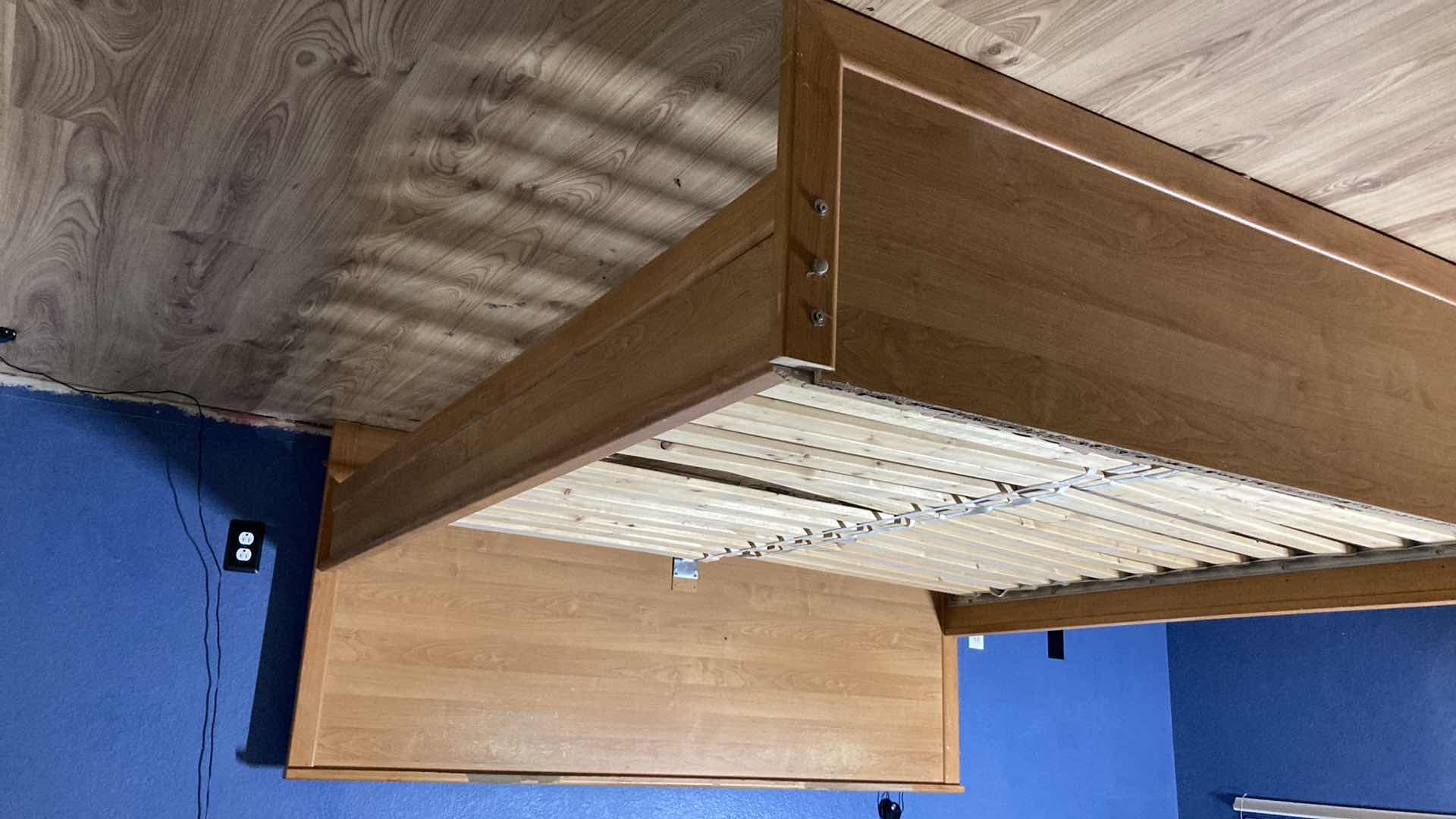 Photo 1 of NATURAL WOOD FINISH BED FRAME 80” X 82” H34”