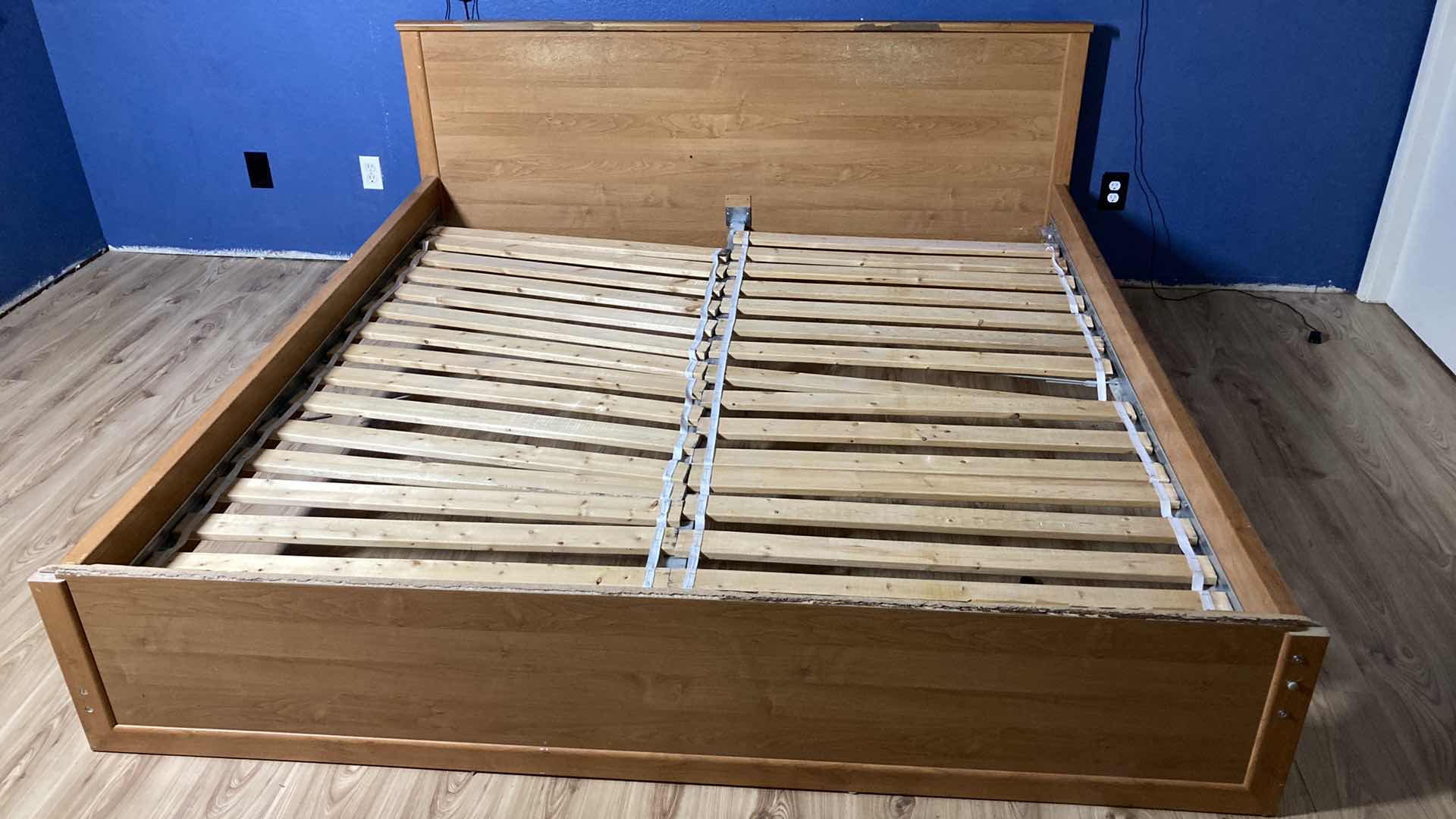 Photo 1 of NATURAL WOOD FINISH BED FRAME 80” X 82” H34”