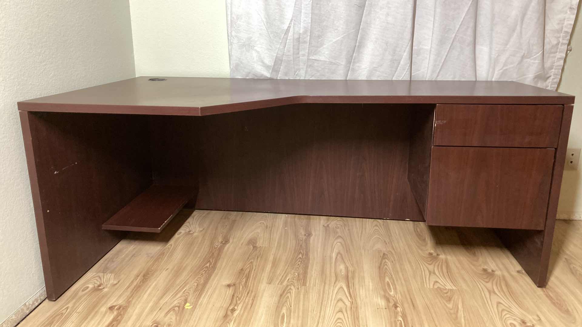 Photo 1 of VINTAGE DARK WOOD LAMINATE DESK 71.75” X 36.25” H28.75”