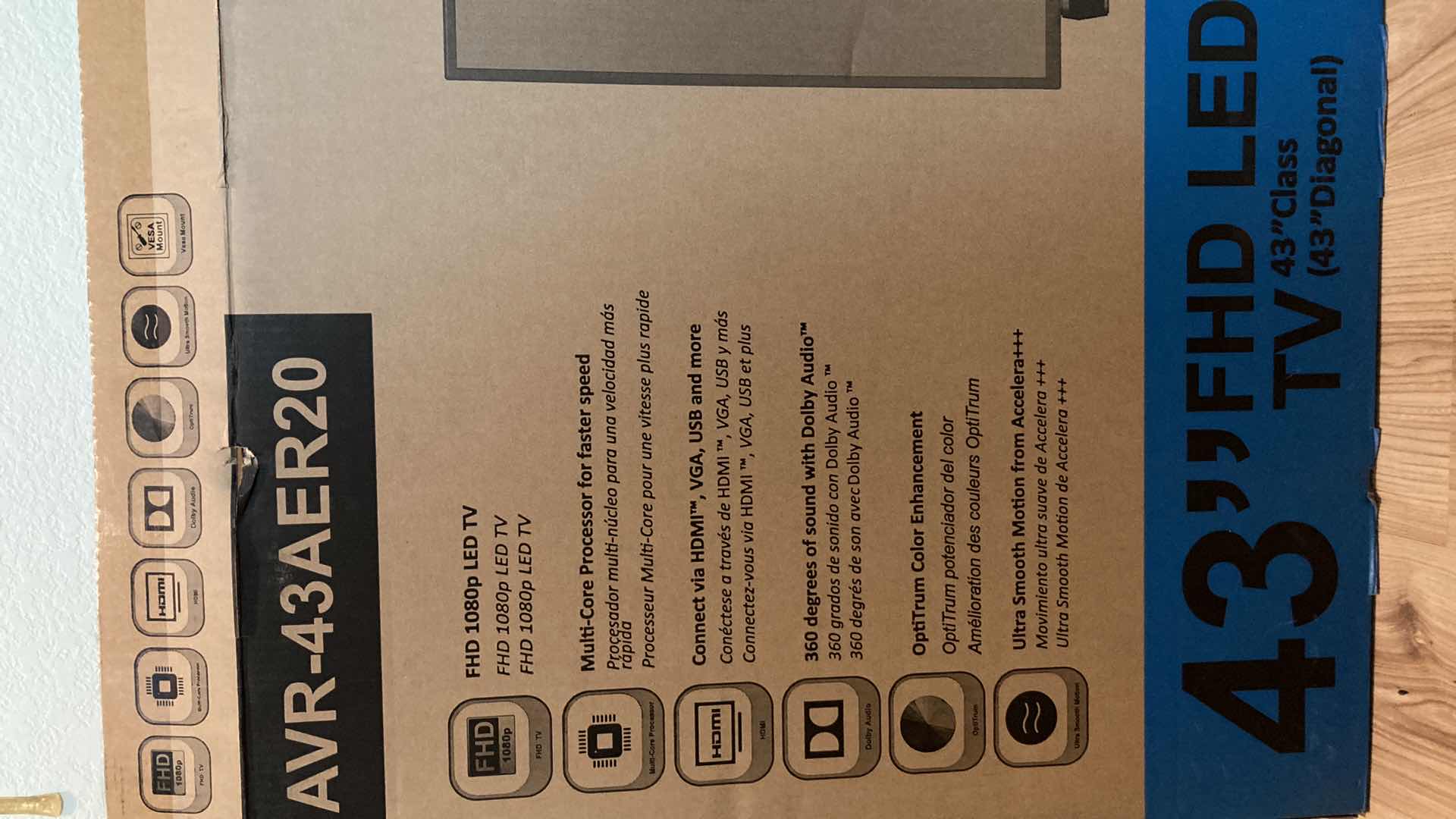 Photo 1 of NEW AVERA 43” FHD LED TV W REMOTE MODEL AVR-43AER20