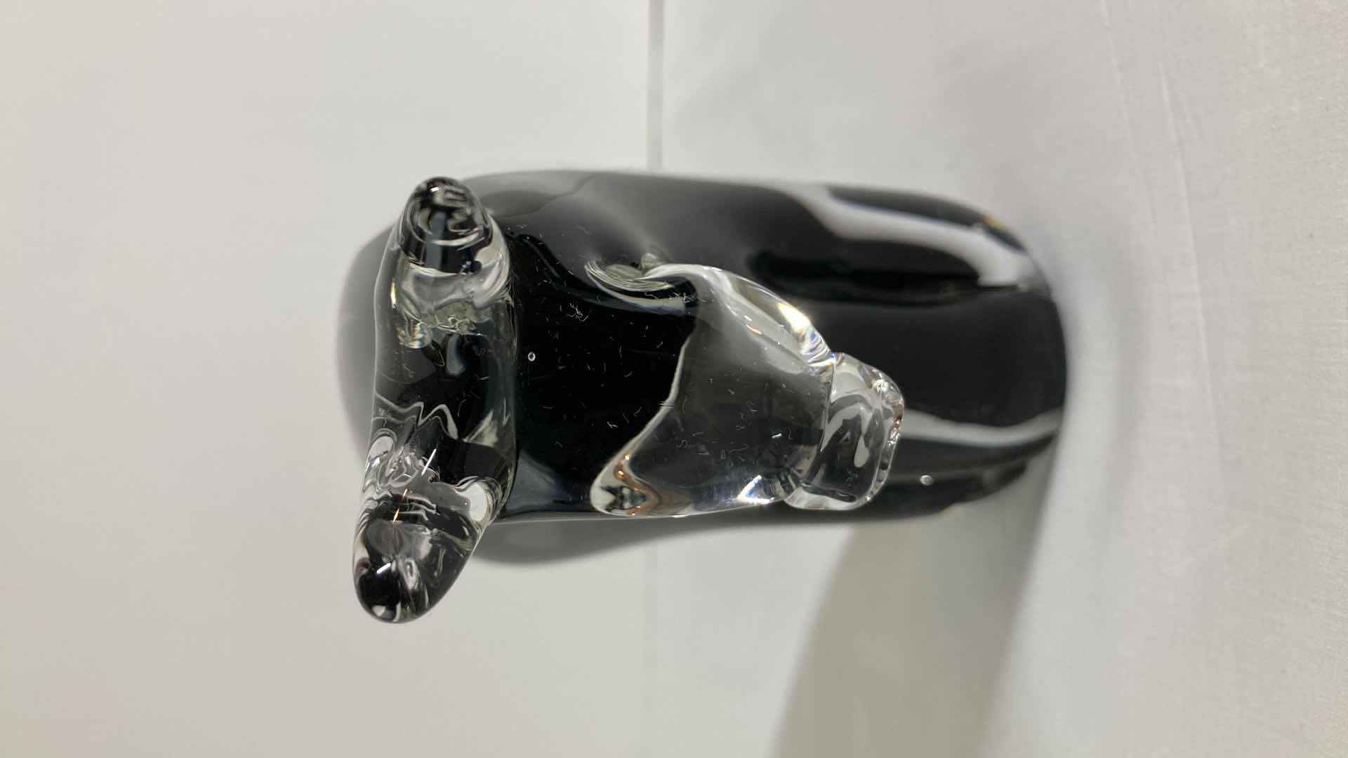 Photo 1 of BLACK & WHITE BULL SOLID GLASS FIGURINE 3.25” X 7.25” H5”