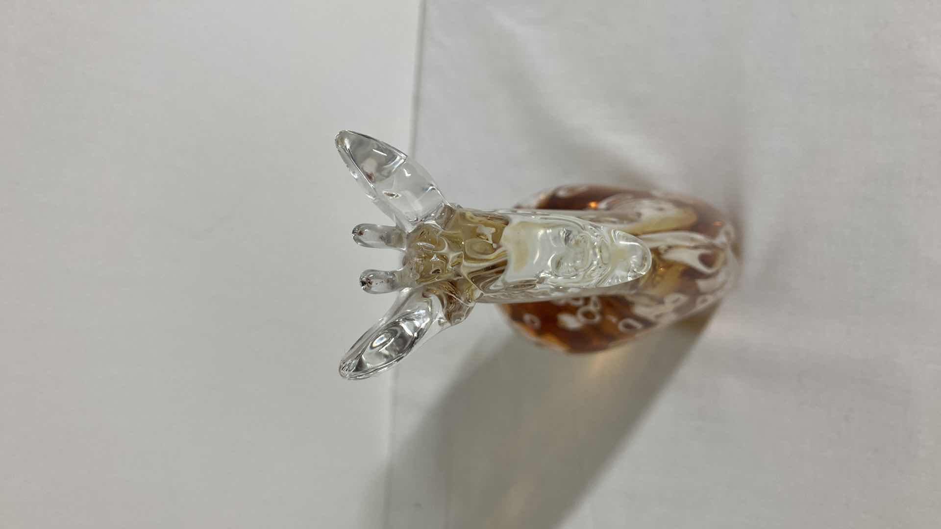 Photo 1 of GIRAFFE ORANGE & WHITE SOLID GLASS FIGURINE 2.75” X 4” H9.5”