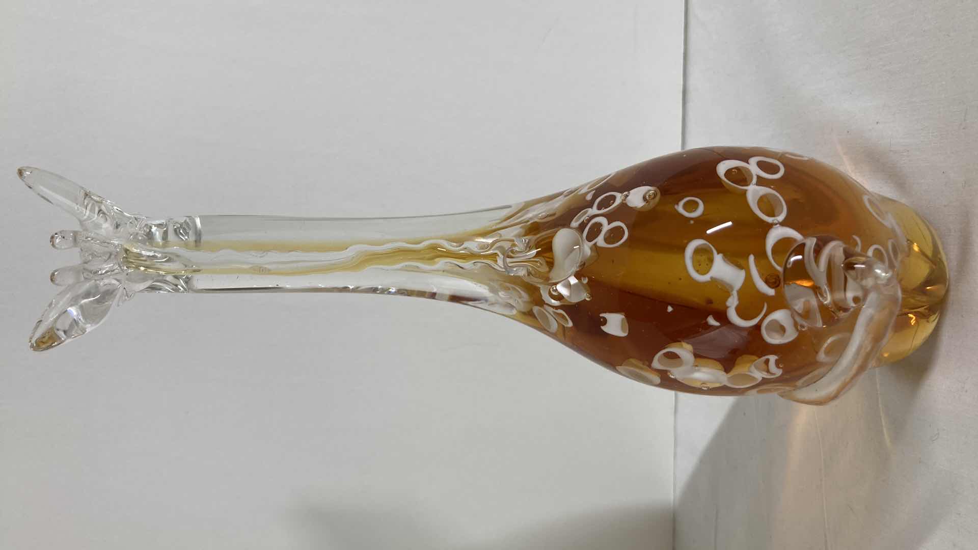 Photo 1 of GIRAFFE ORANGE & WHITE SOLID GLASS FIGURINE 2.75” X 4” H9.5”